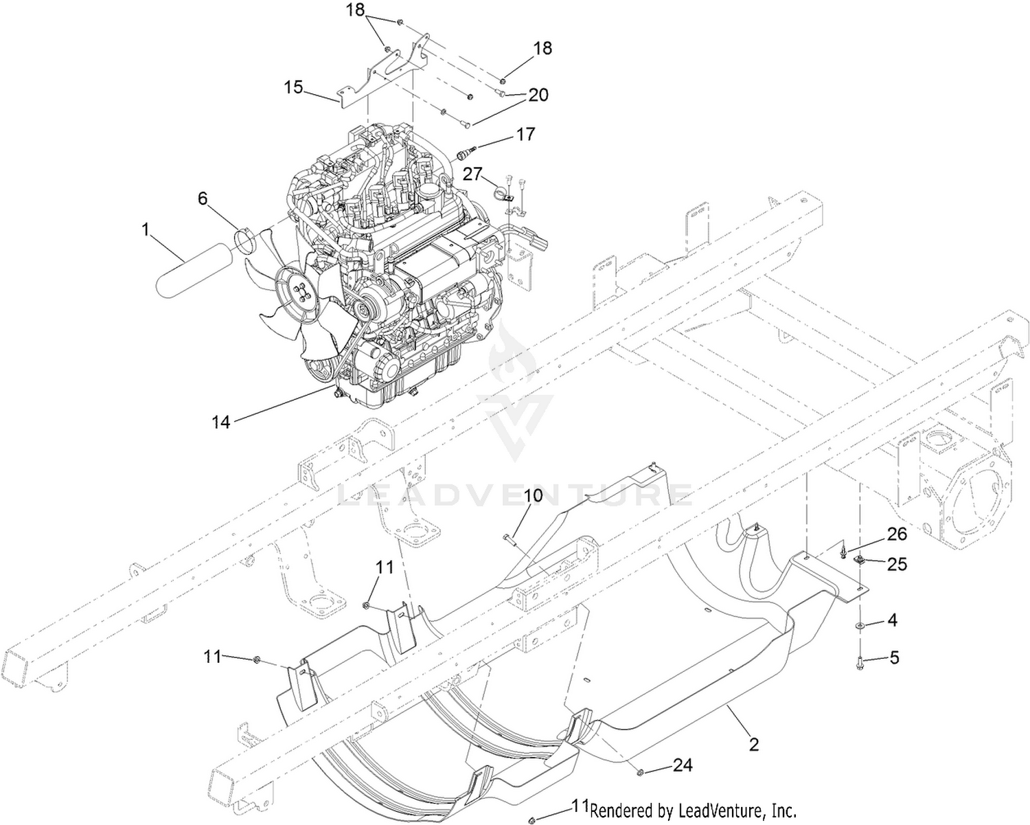 Engine and Shroud Assembly