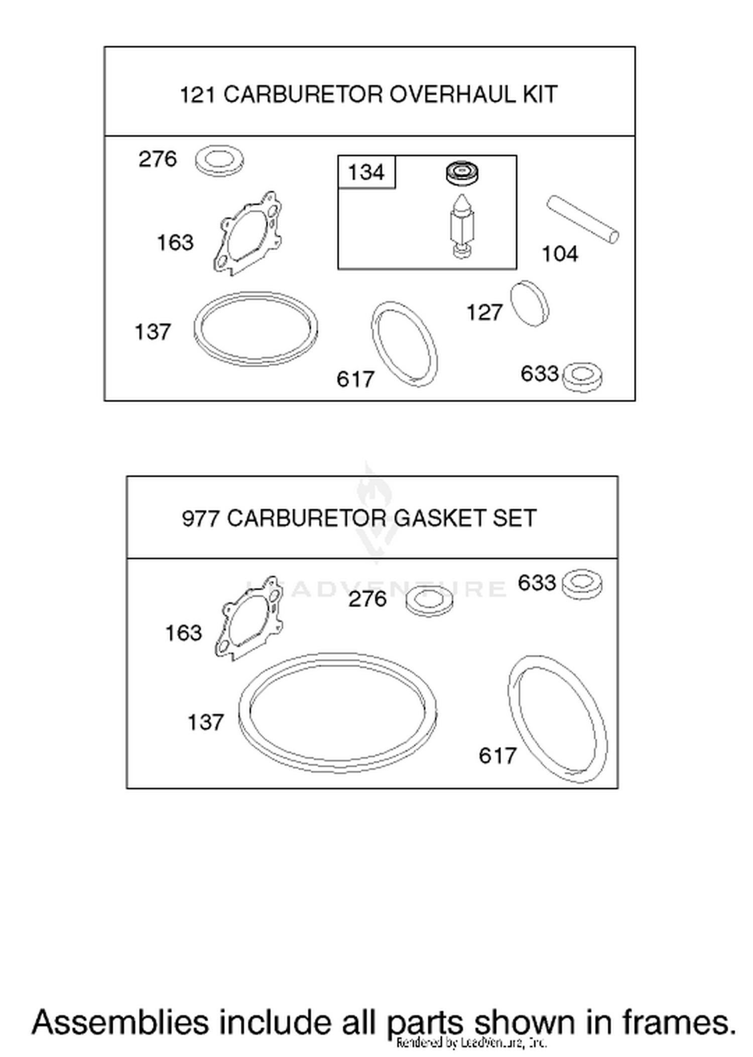 Carburetor Overhaul Kit Assembly Engine Briggs and Stratton Model 123K02-0114-E1