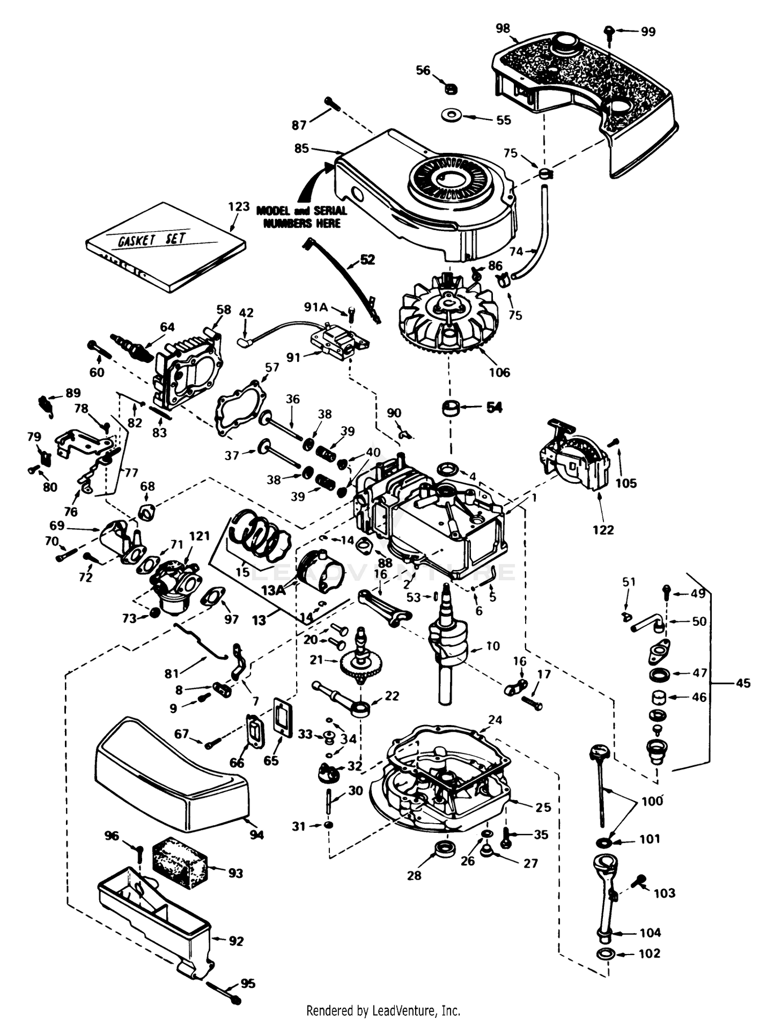 Engine Tecumseh Model No. Tnt 100-10077e