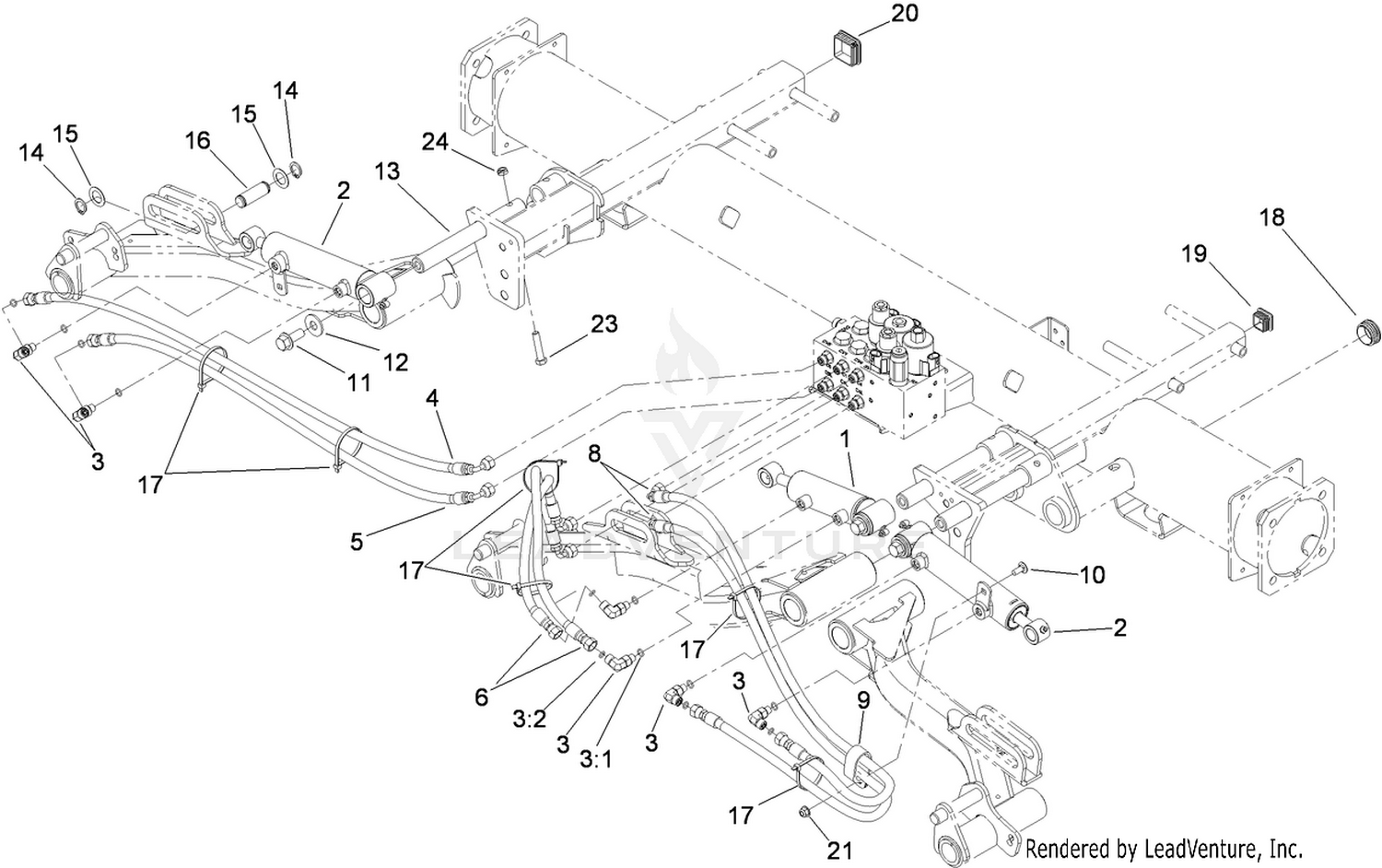 Front Lift Cylinder and Plumbing Assembly
