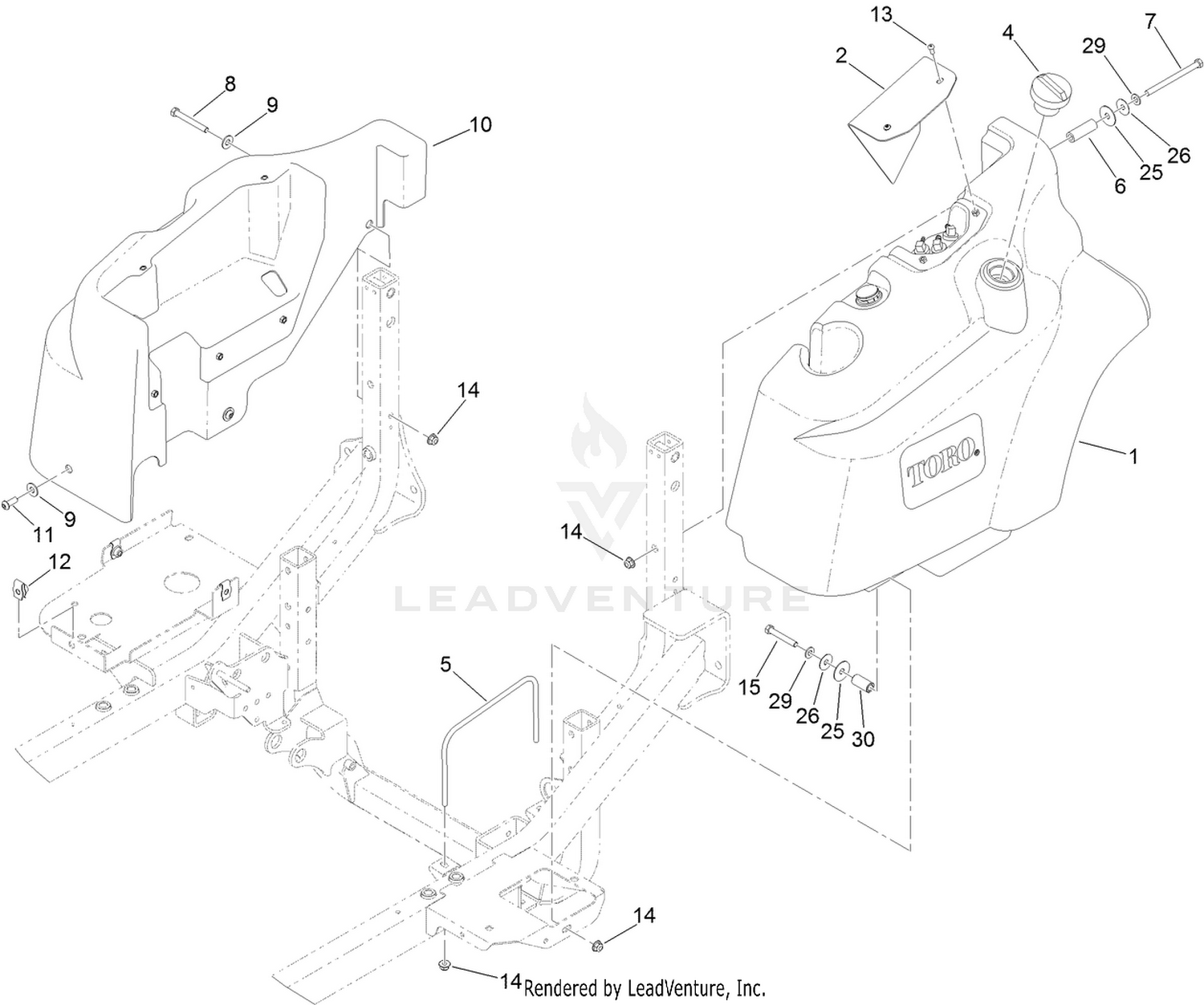 Fuel Tank and Control Panel Component Assembly