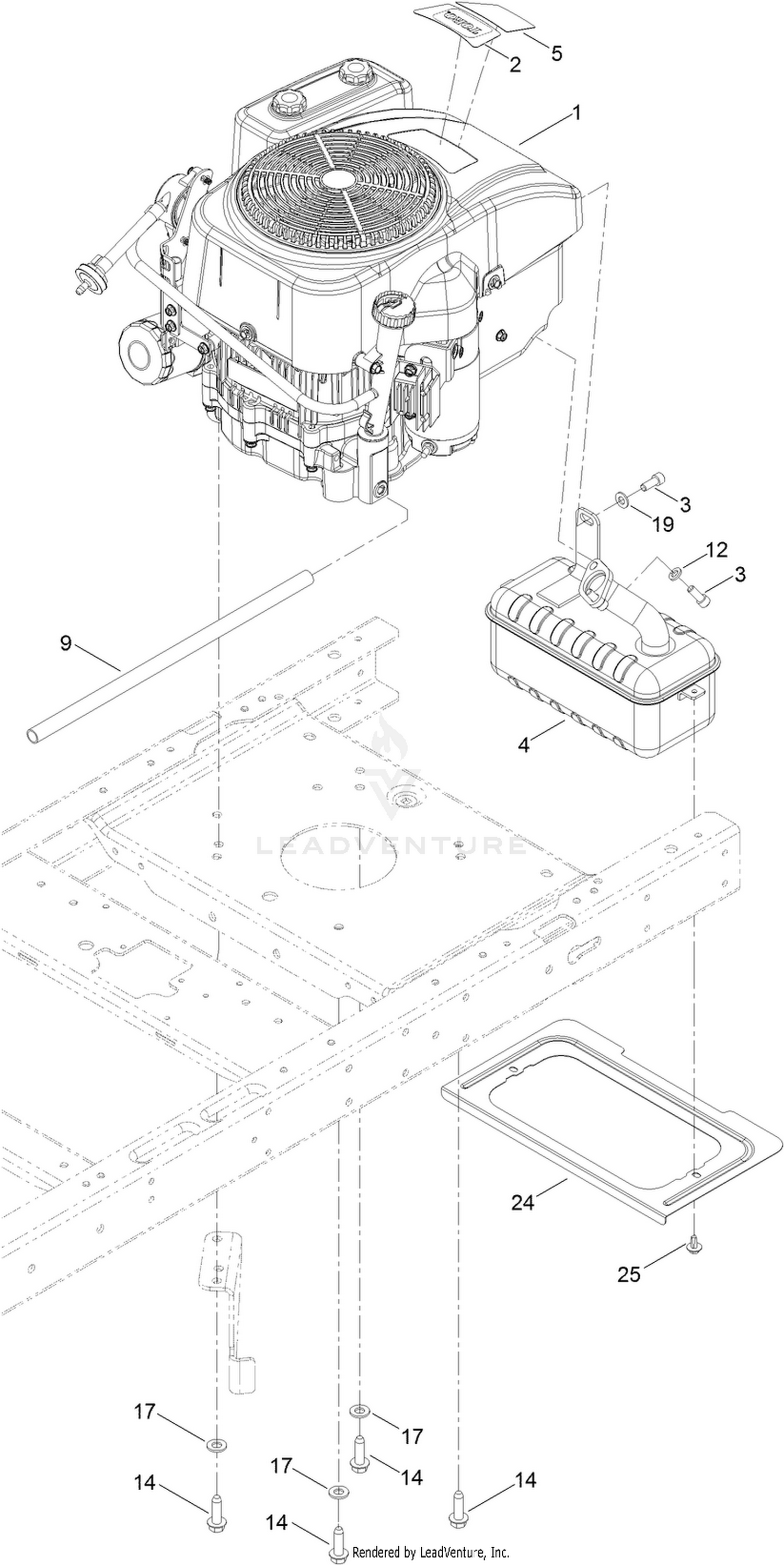 Engine and Muffler Assembly