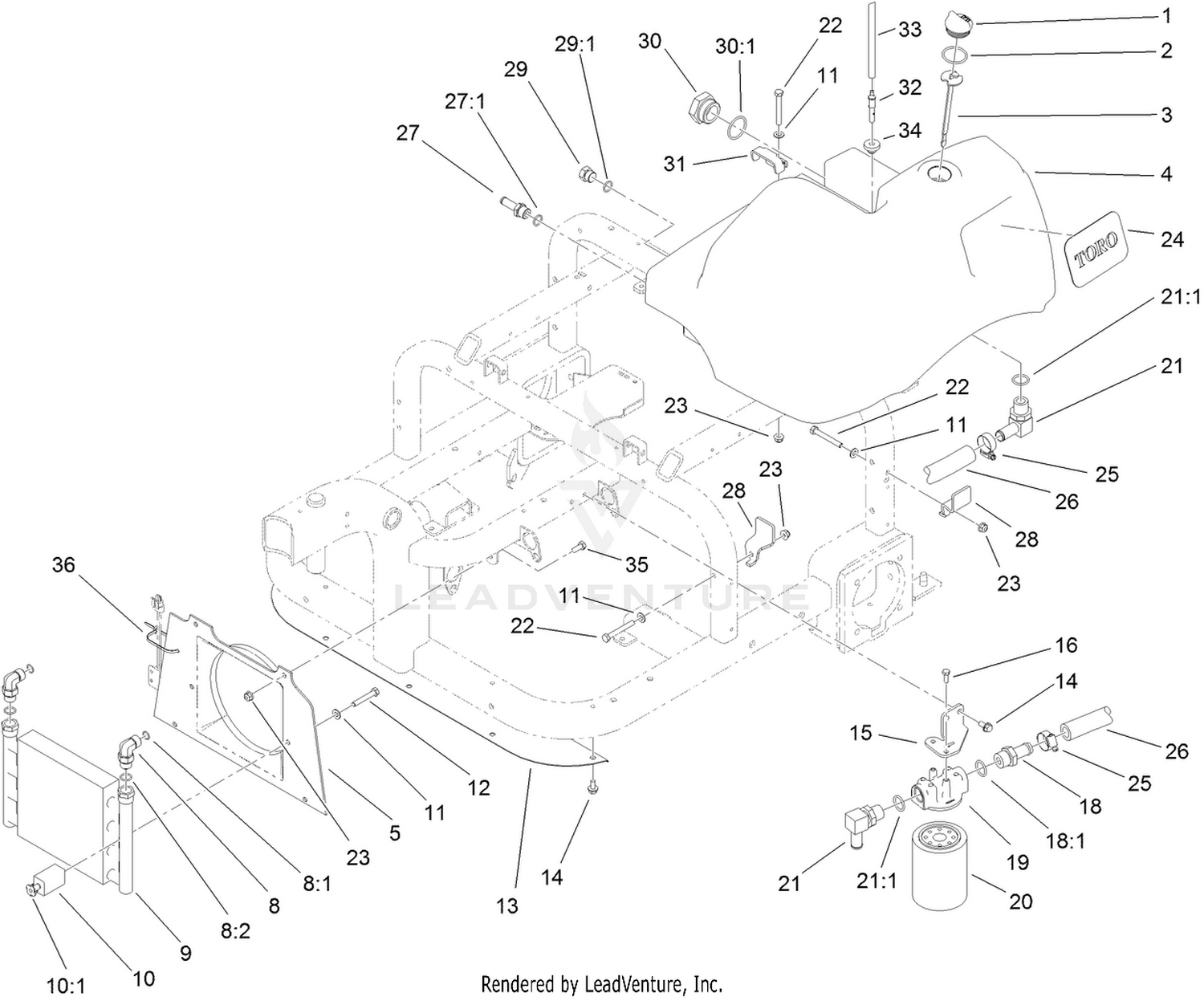 Hydraulic Tank, Filter and Cooler Assembly