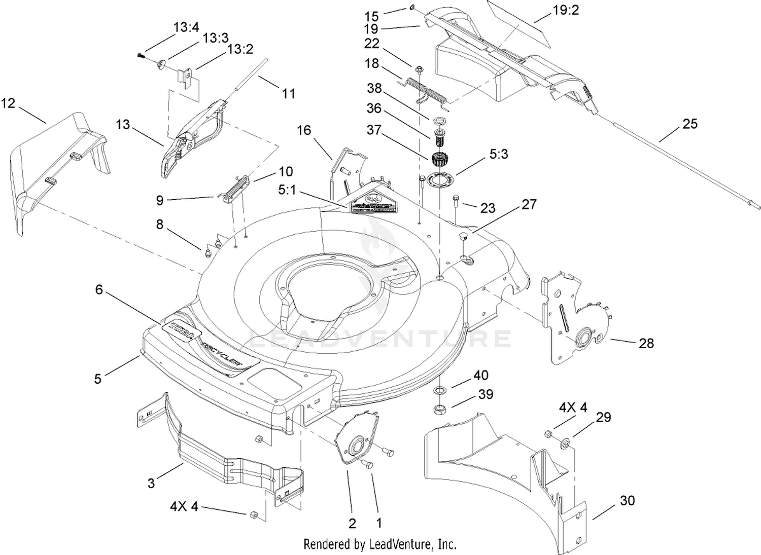 Deck, Side Chute and Rear Door Assembly