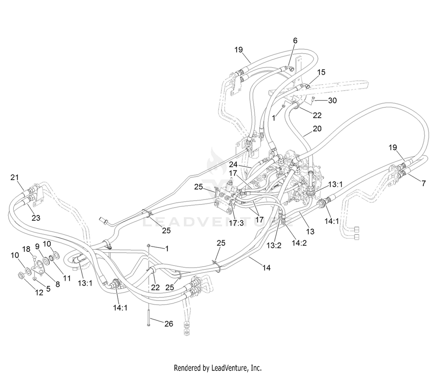 Steering and Traction Hose Assembly