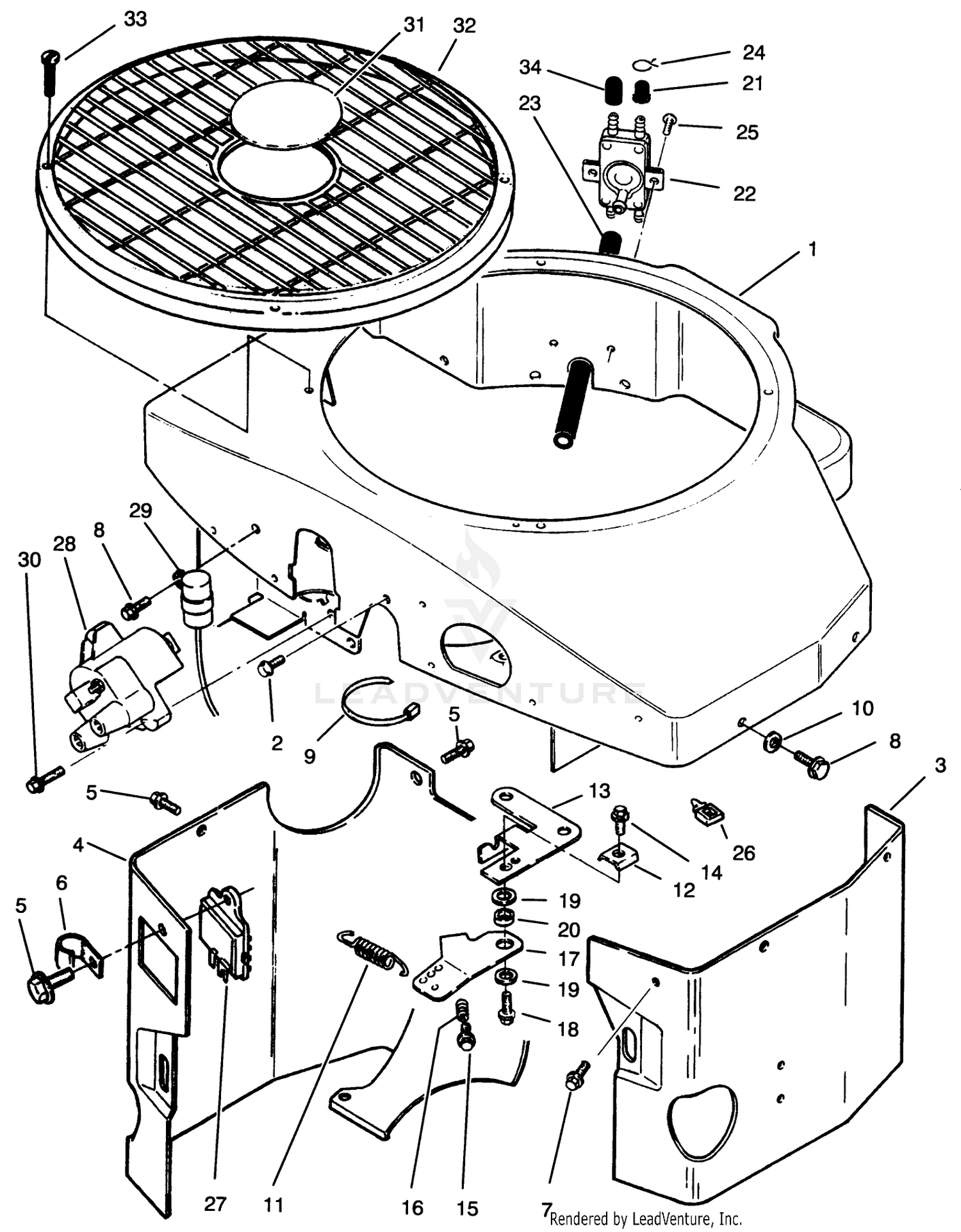 Covers, Fuel Pump, Coil, Regulator  Governor Linkage Assembly