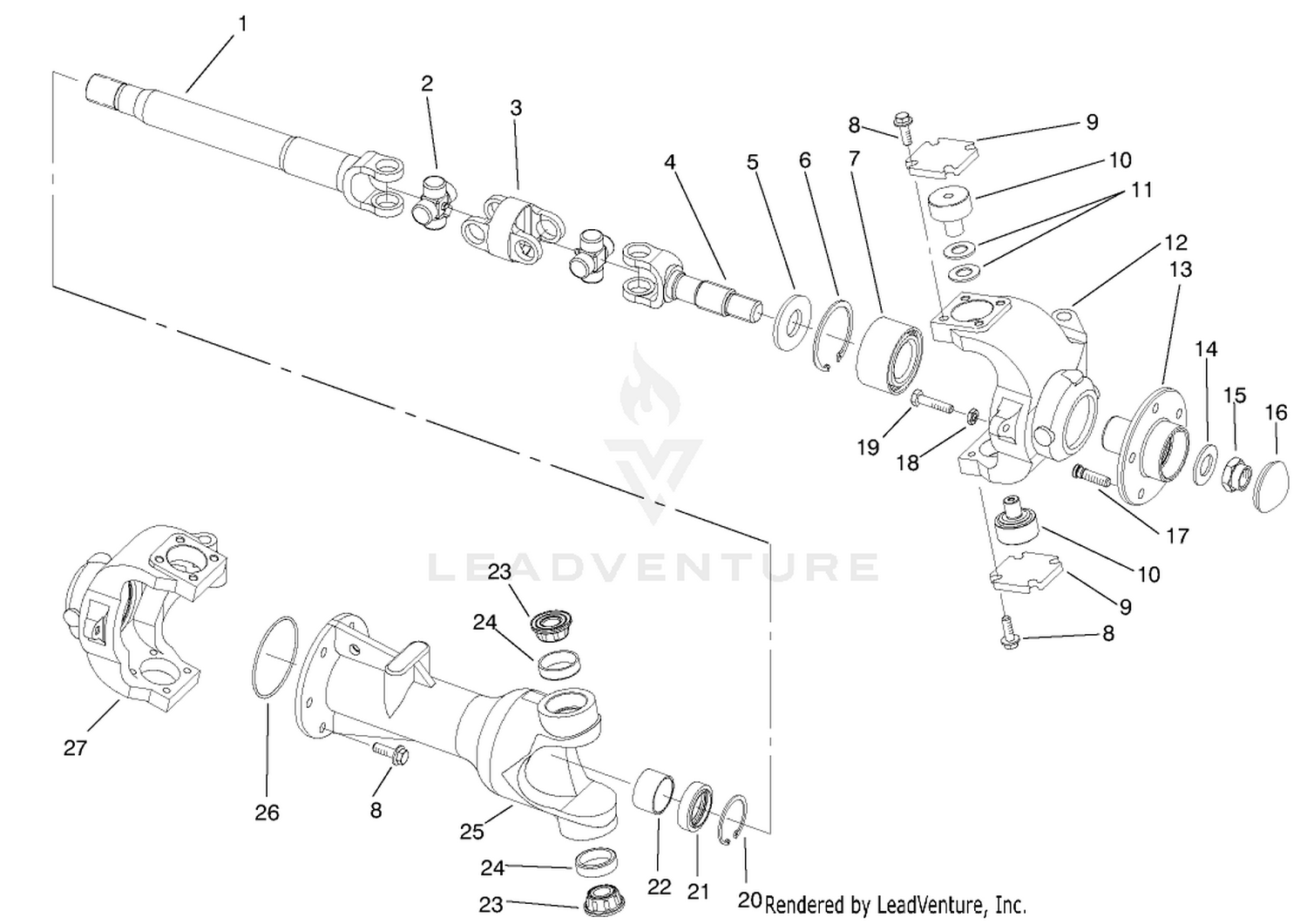 4wd Axle-Universal Joint and Kingpin Assembly