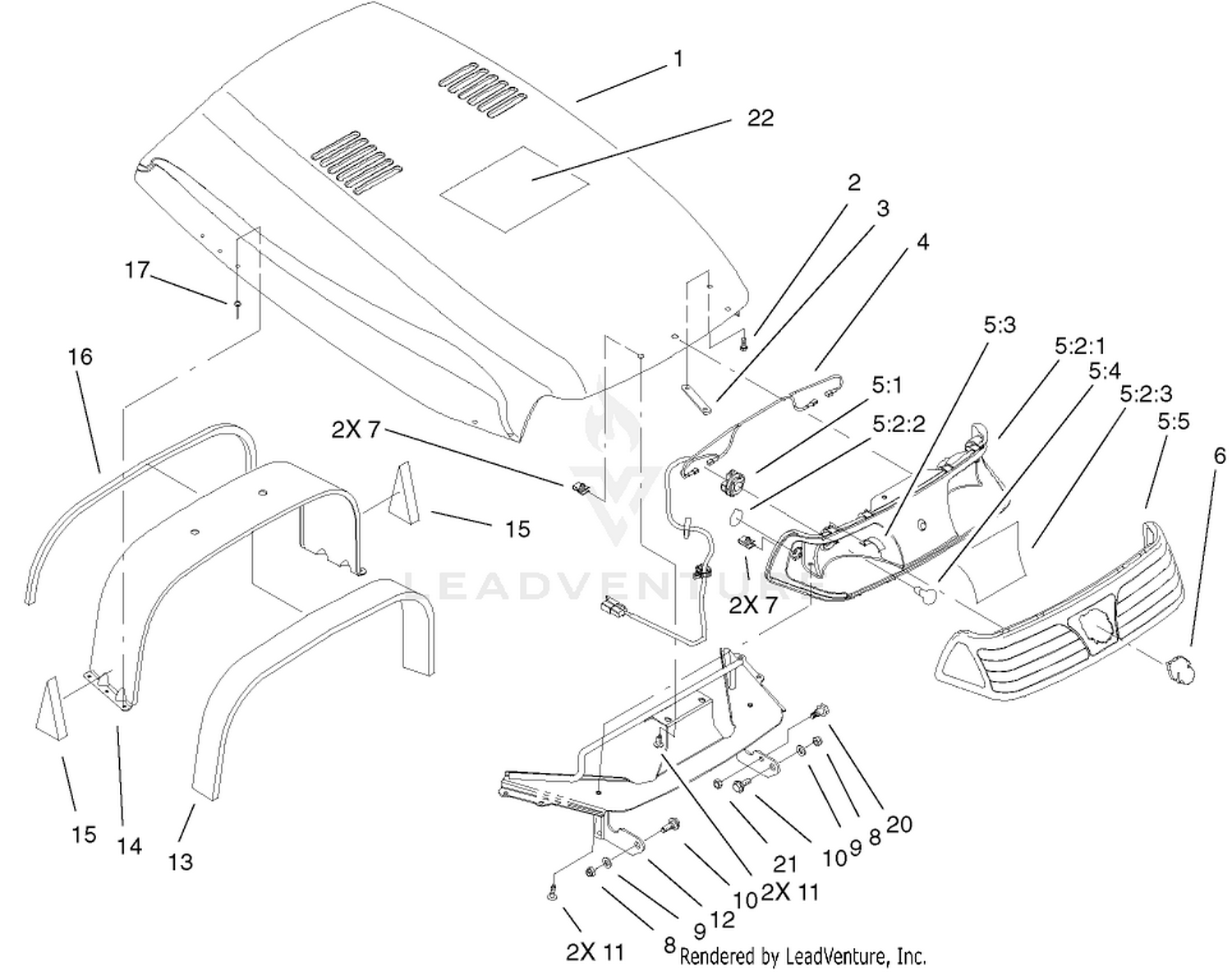 Hood  Headlight Assembly