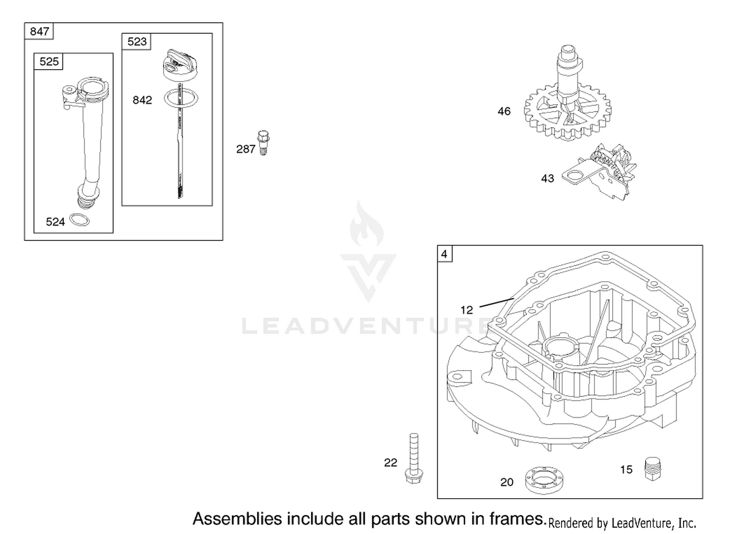 Crankcase Assembly Engine Briggs and Stratton Model 122602-0111-E1