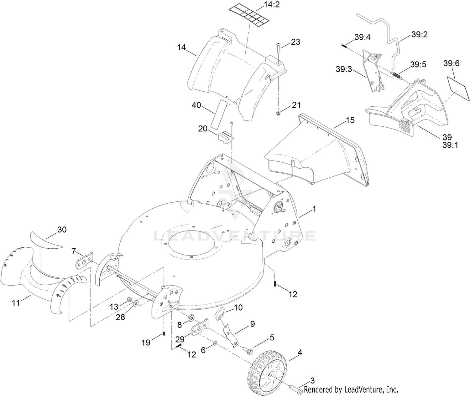 Housing, Front Wheel and Rear Door Assembly