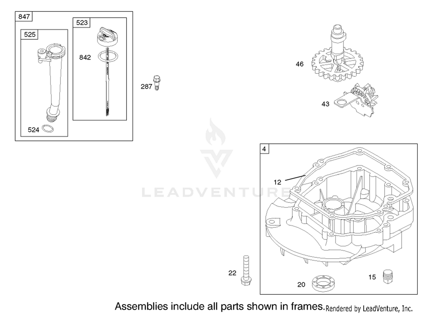 Crankcase Assembly Engine Briggs and Stratton Model 122602-0120-E1