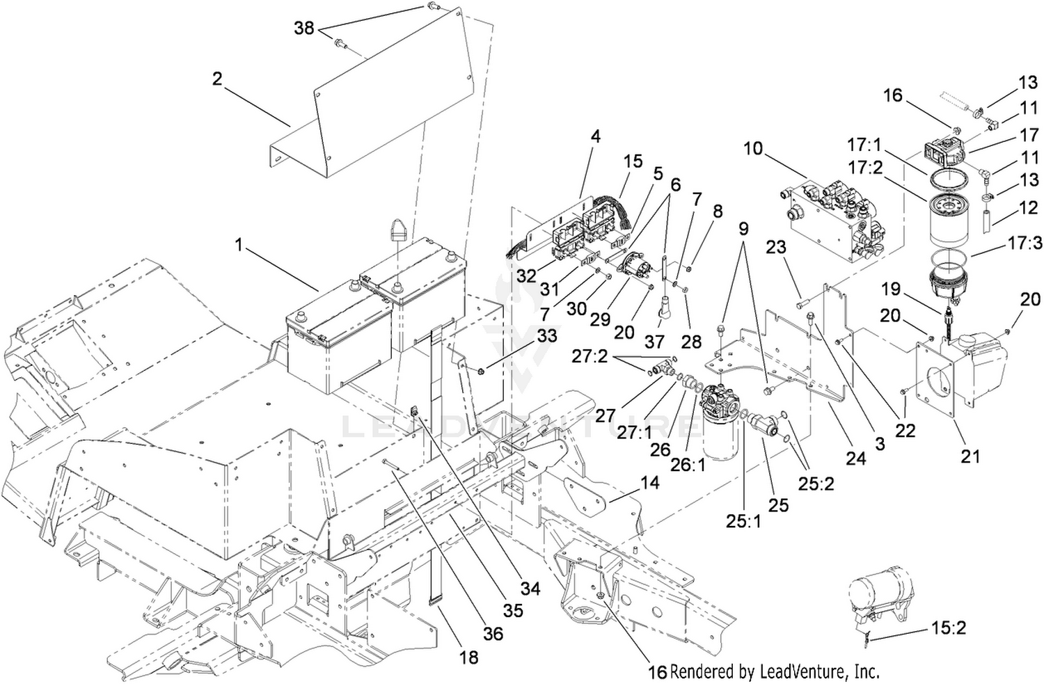Battery and Lift Manifold Assembly