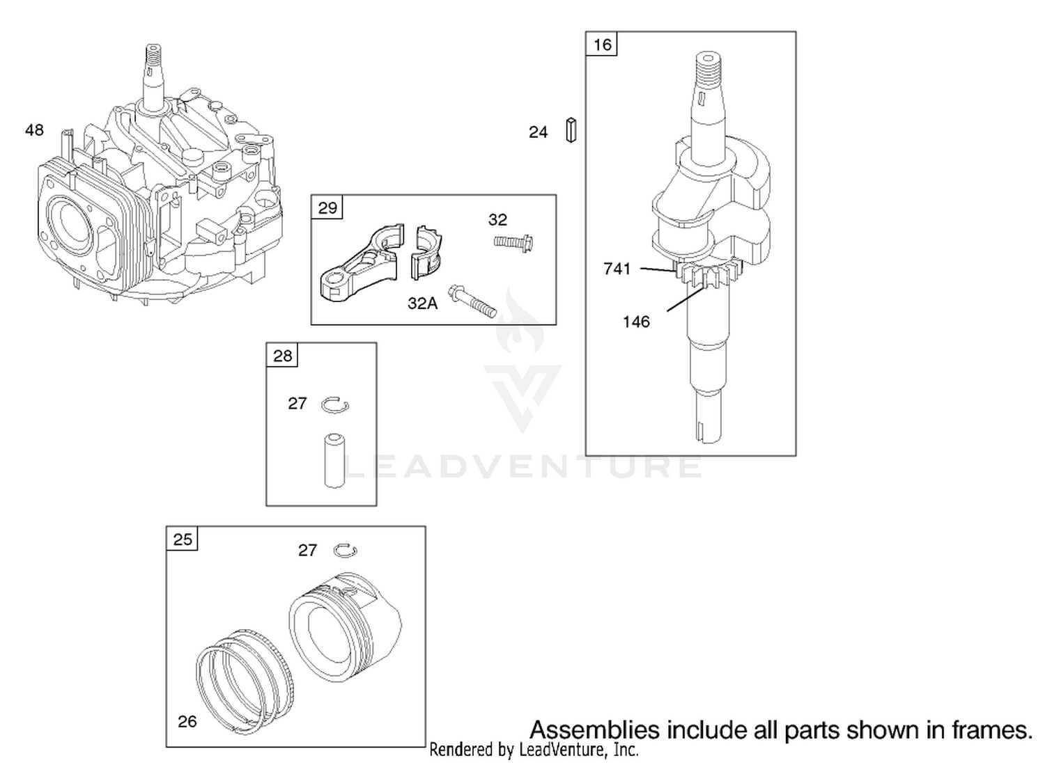 Crankshaft Assembly Briggs and Stratton Model 122607-0116-E1