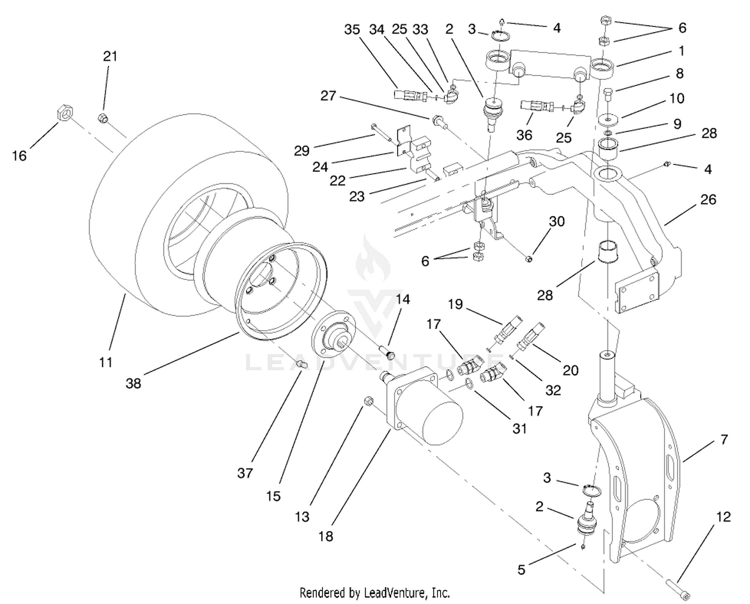 Rear Fork and Tire Assembly