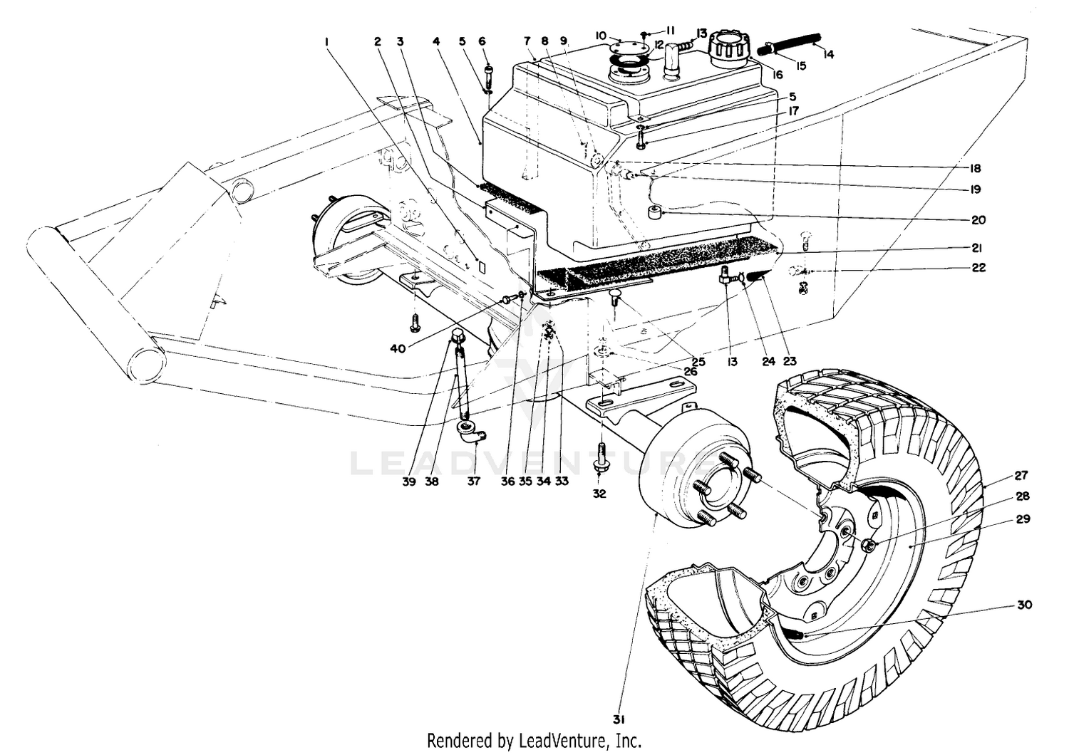 Front Axle And Gas Tank Assembly