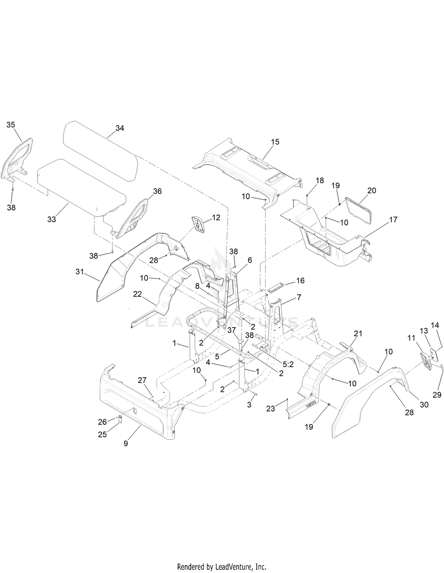 Main Seat and Rear Fenders Assembly