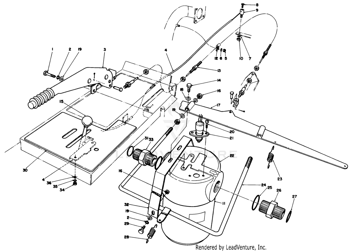 Parking Brake, Throttle  Oil Filter Assembly