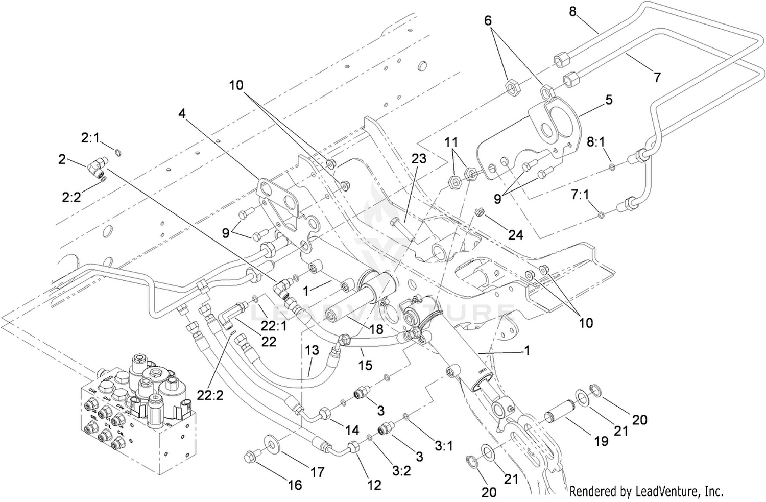 Rear Lift Cylinder and Plumbing Assembly