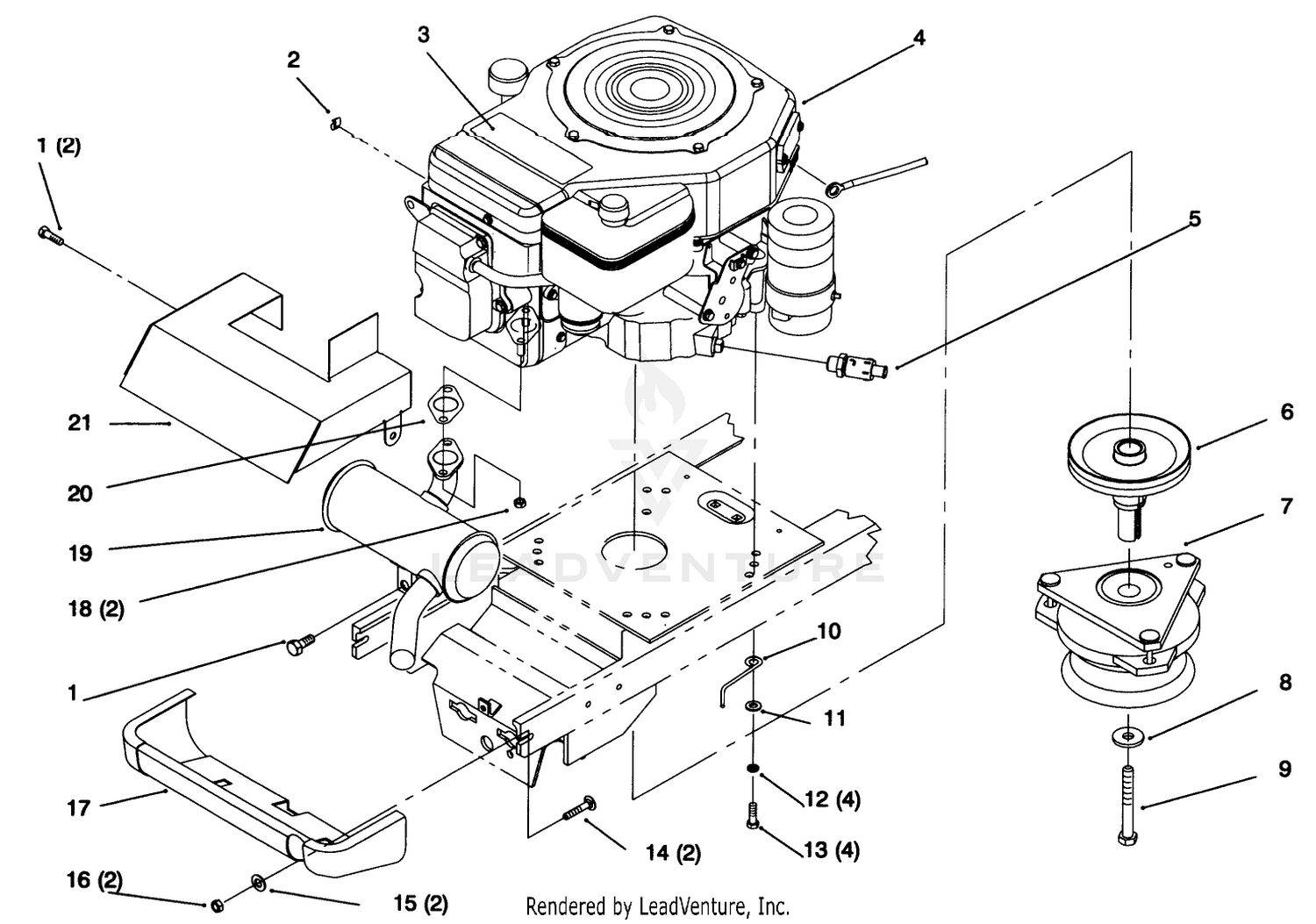 Single Cylinder Engine, Muffler, And P.t.o.