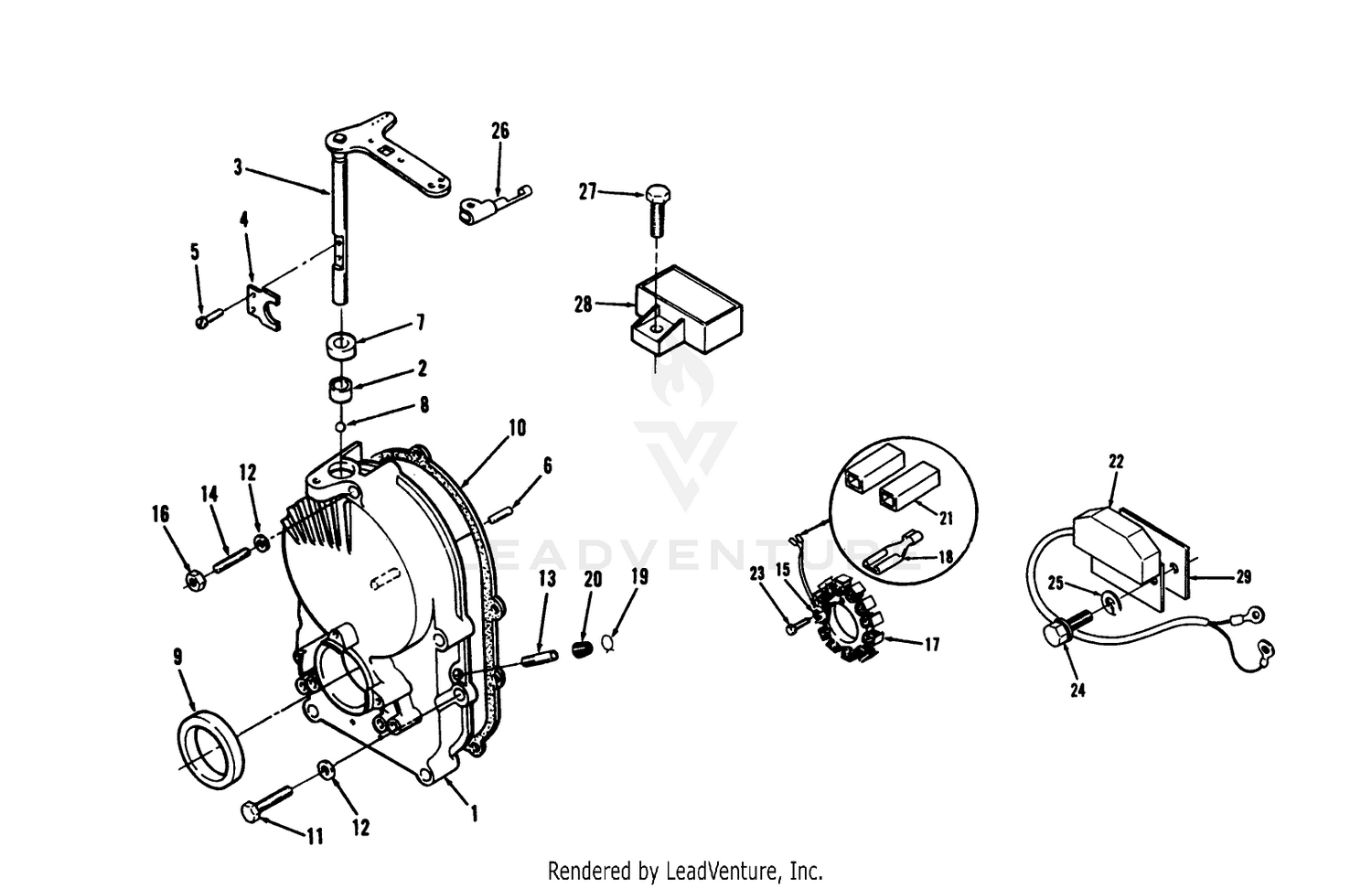 Gearcase, Ignition Control, Alternator And Regulator