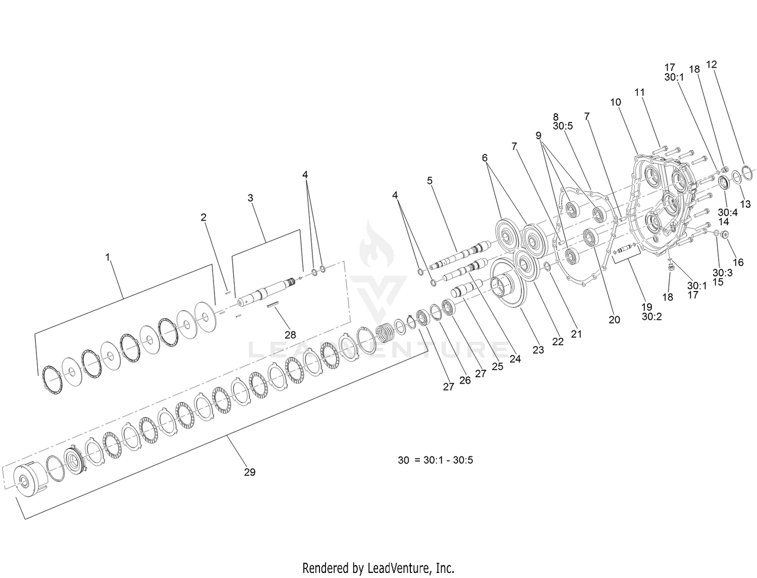 Gear Case and Clutch Assembly  Transmission Assembly No. 131-5510