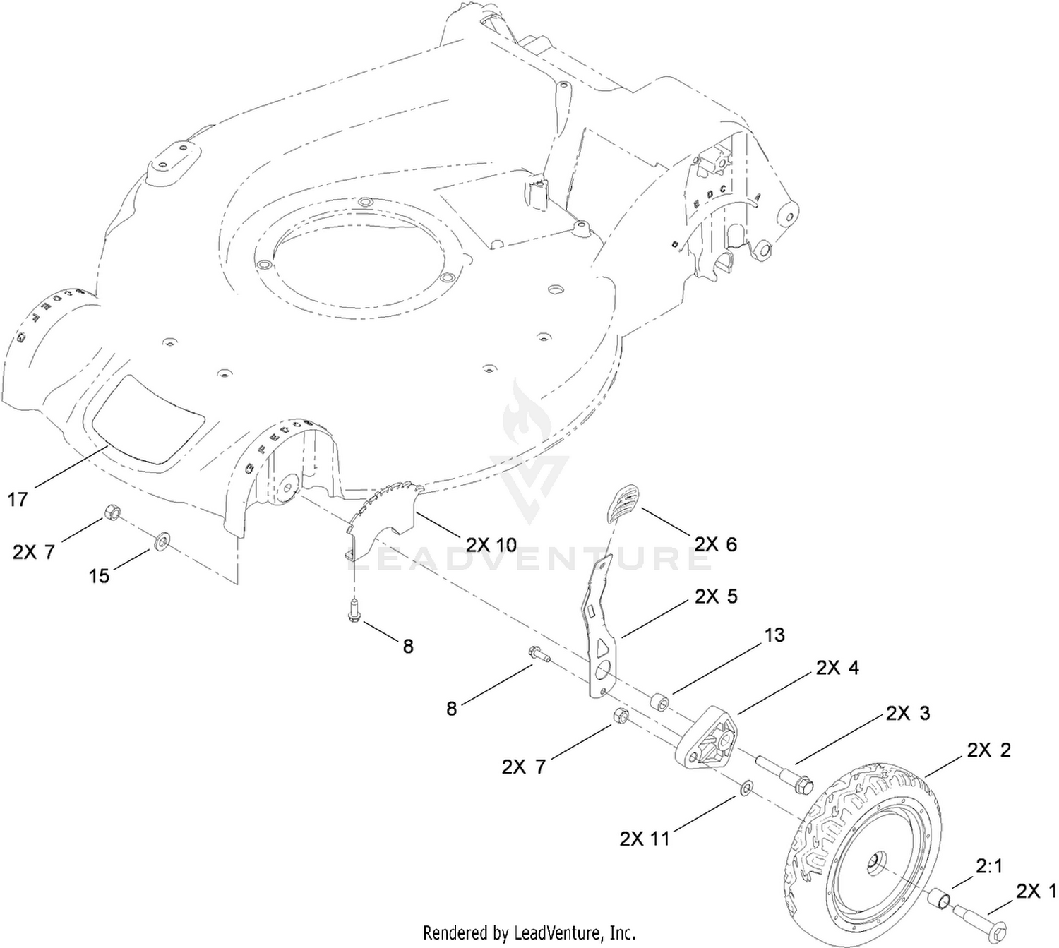 Front Wheel and Height-of-Cut Assembly