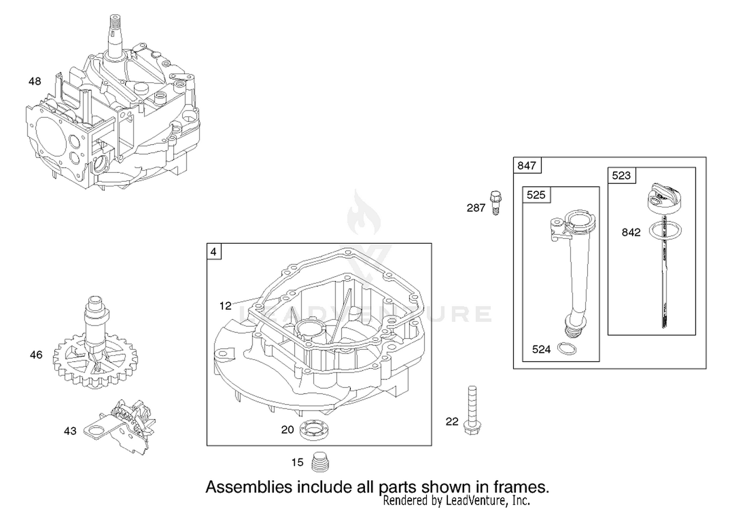 Crankcase Assembly Engine Briggs and Stratton Model 124K02-0110-B1