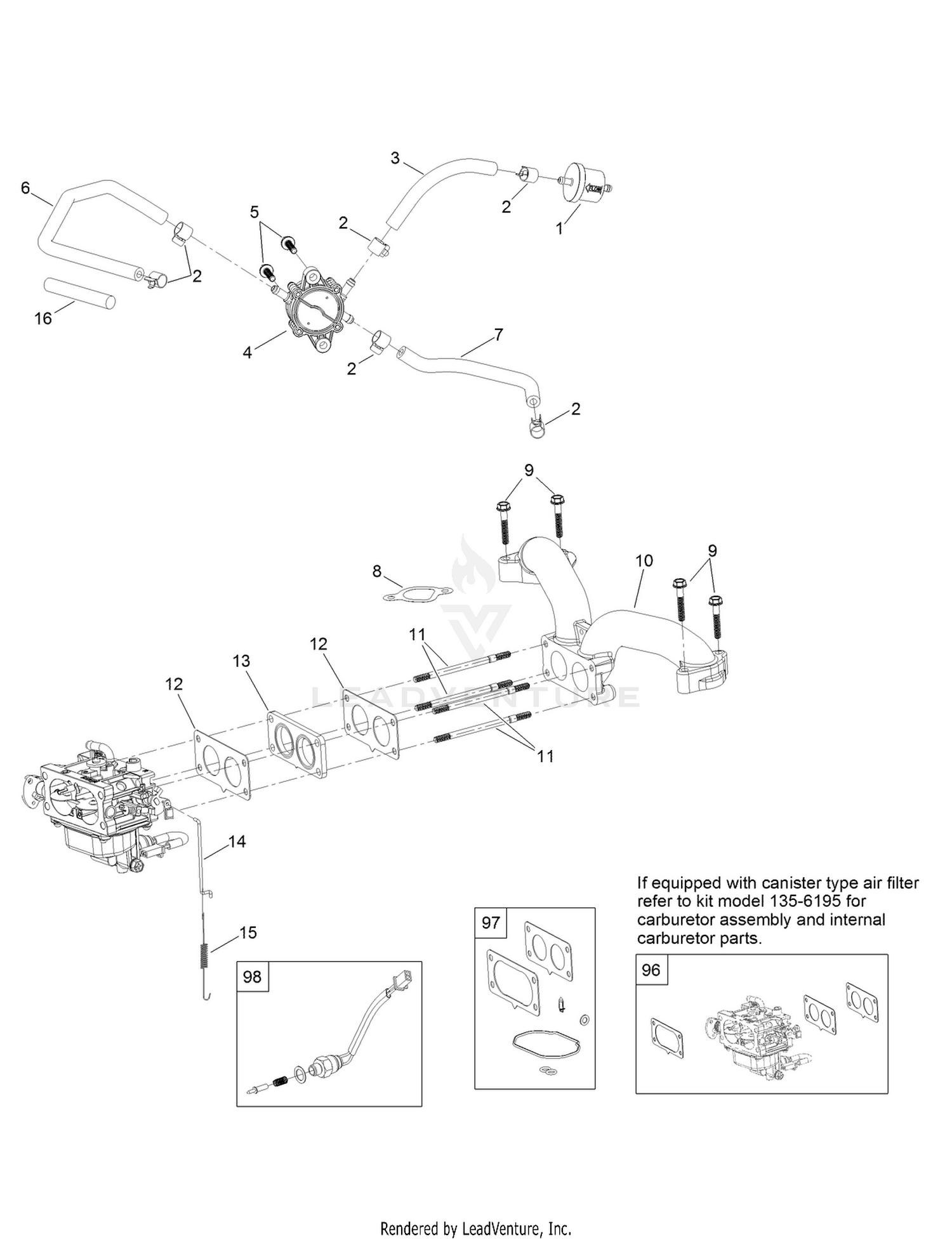 Fuel System Assembly  with Non-Canister Style Air Filter