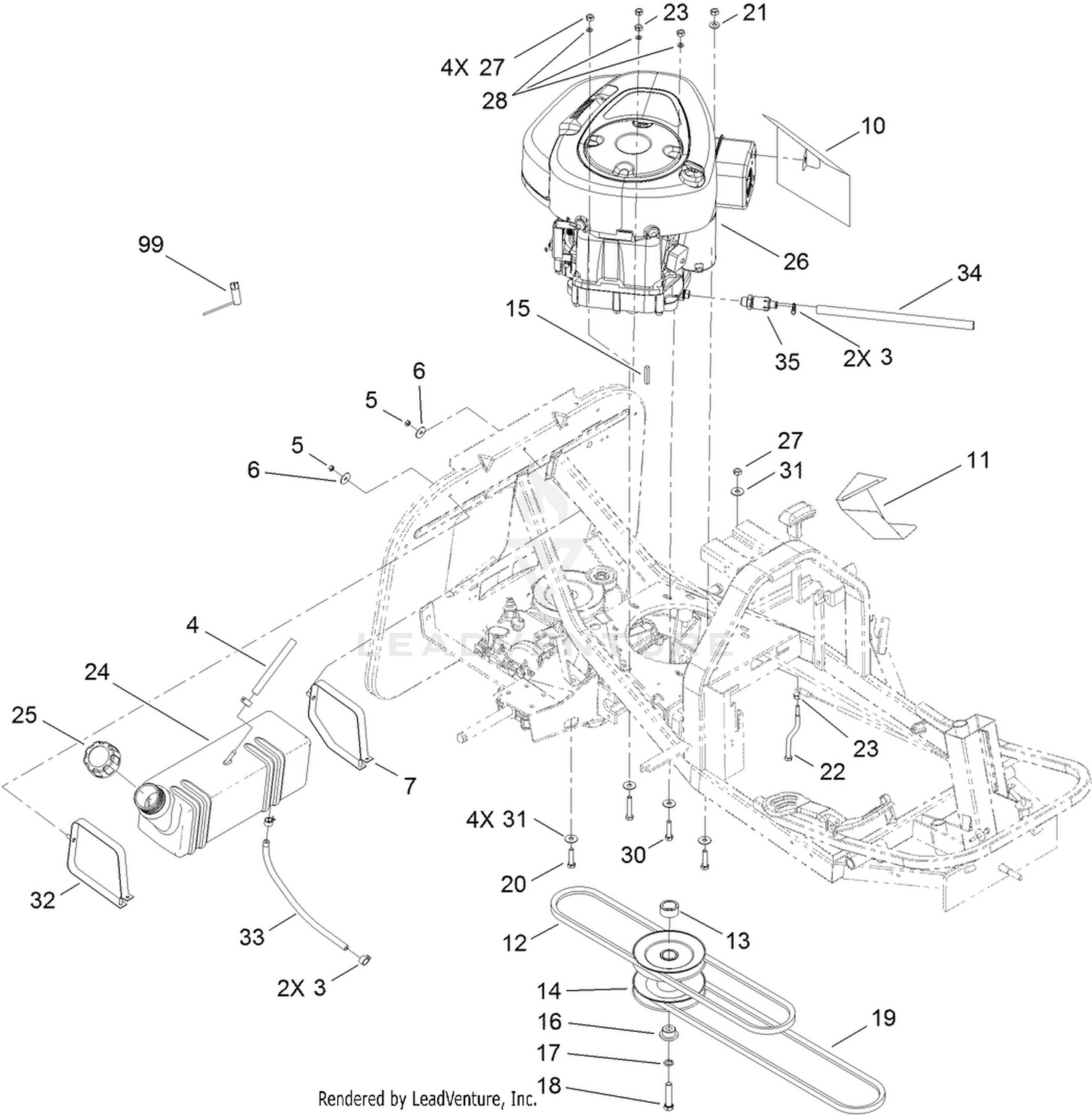 Engine and Fuel Tank Assembly