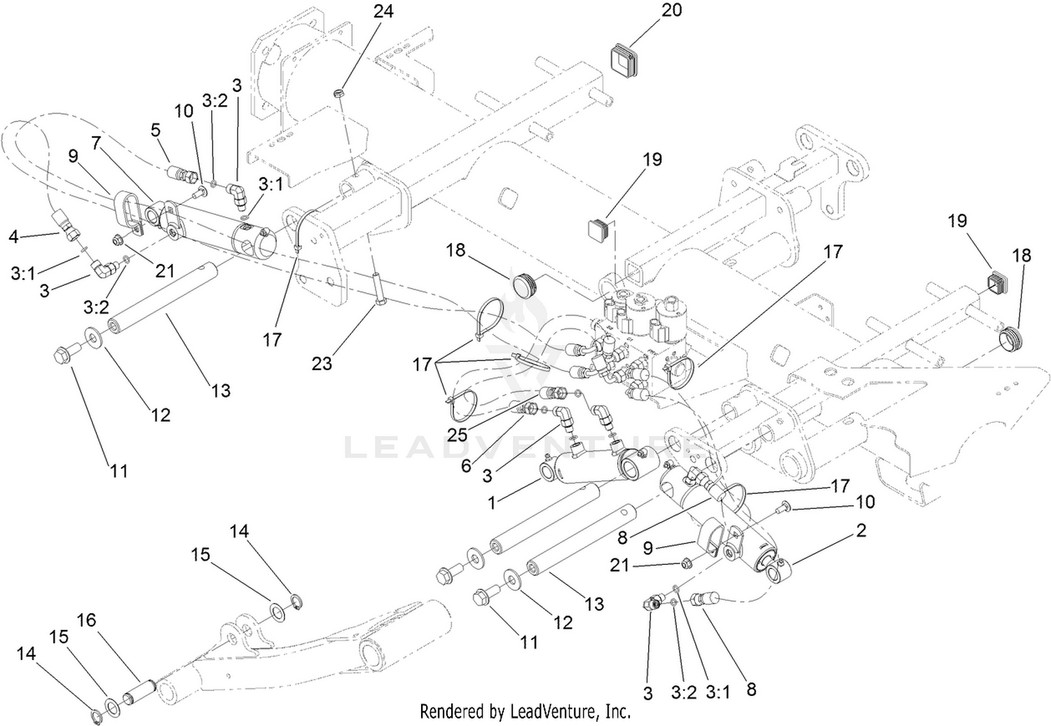 Front Lift Cylinder and Plumbing Assembly