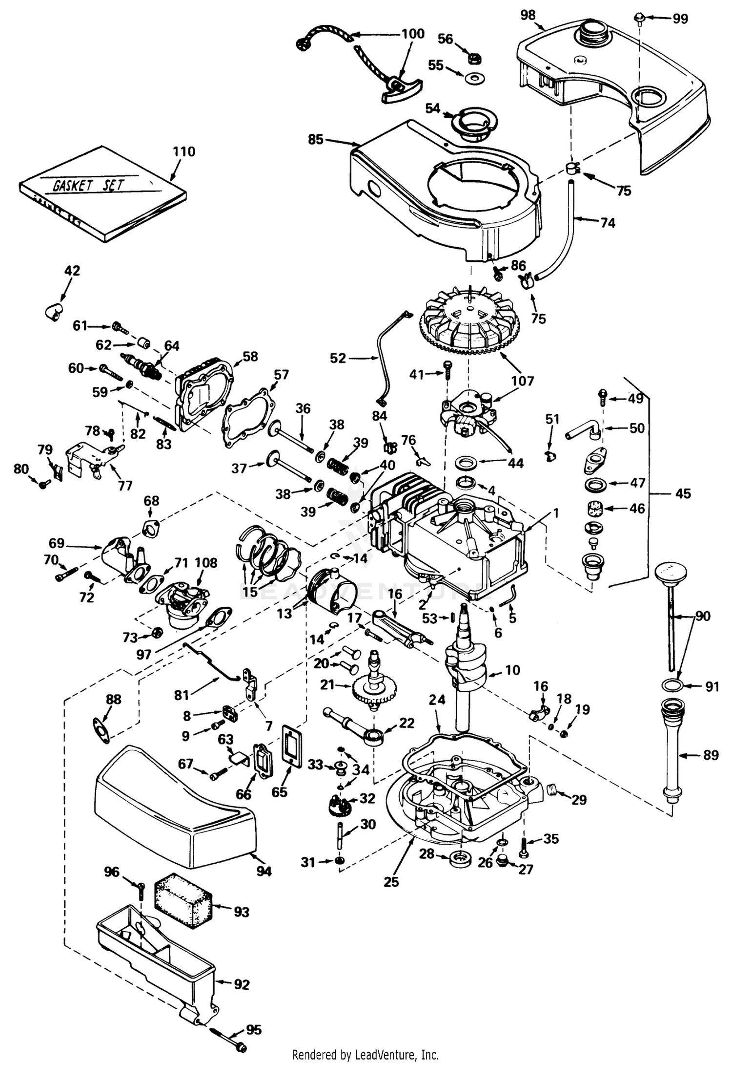 Engine Tecumseh Model No. Tnt 100-10048a (model No. 20673)