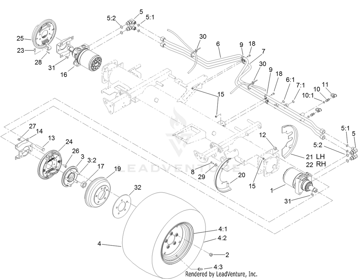 Front Wheel, Brake and Hydraulic Motor Assembly