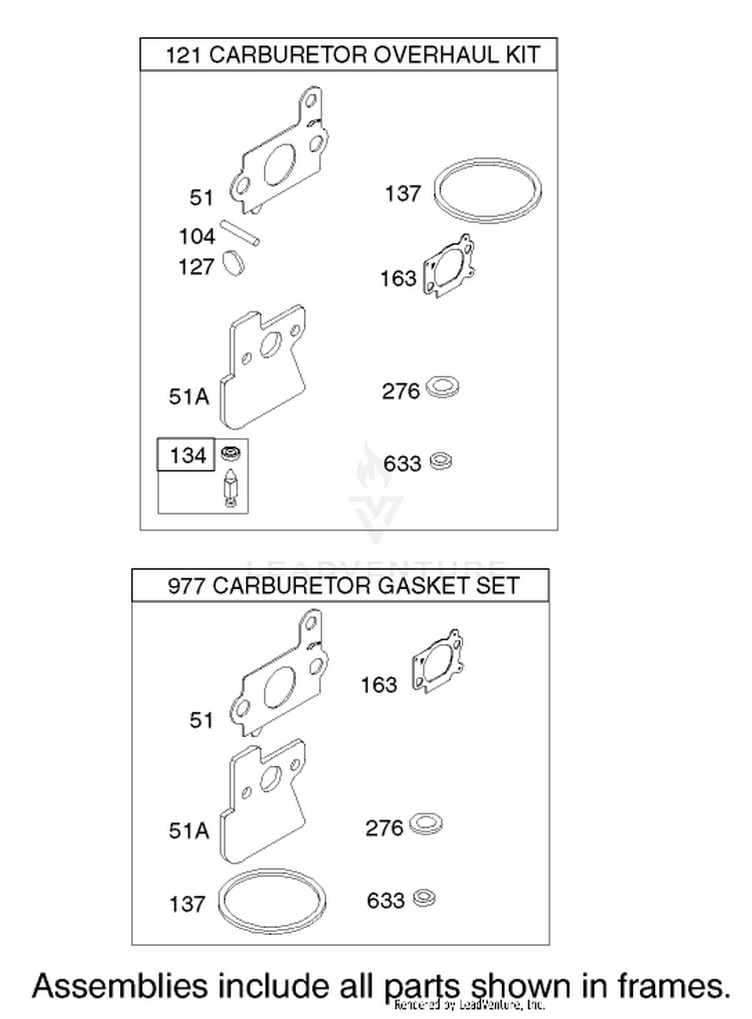 Carburetor Overhaul Kit Assembly Engine Briggs and Stratton Model 122602-0111-E1