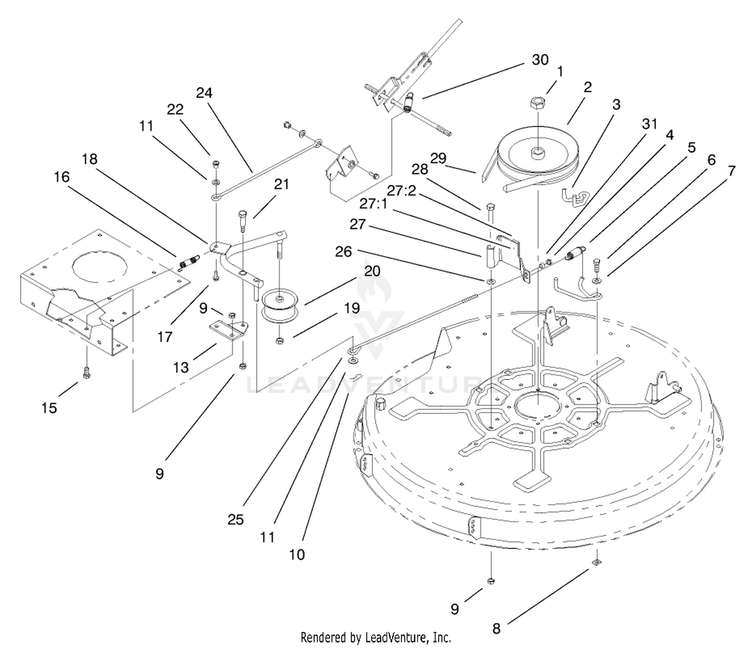 32" Deck Blade Drive  Braking Components Assembly