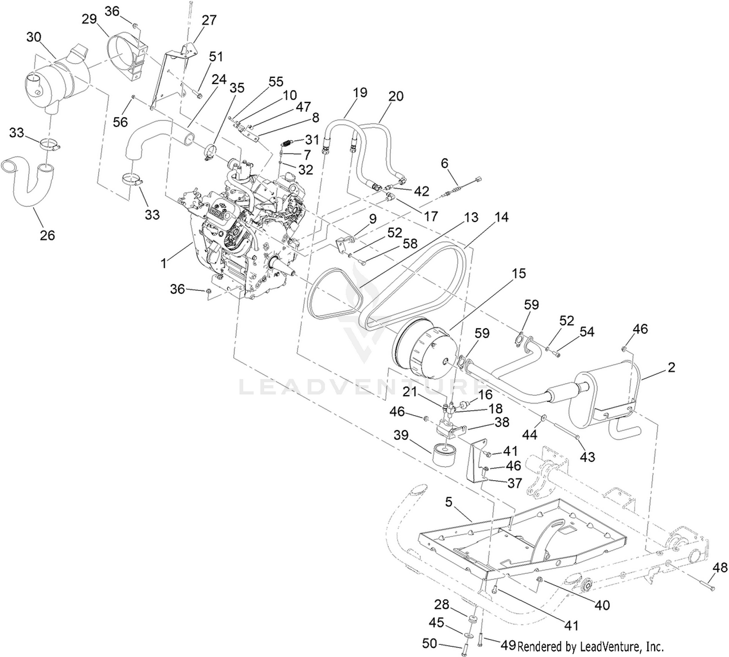 Engine, Clutch and Air Cleaner Assembly