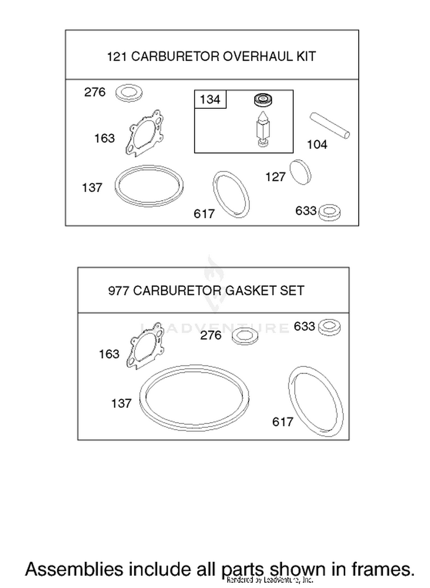 Carburetor Overhaul Kit Assembly Engine Briggs and Stratton Model 124K02-0110-B1