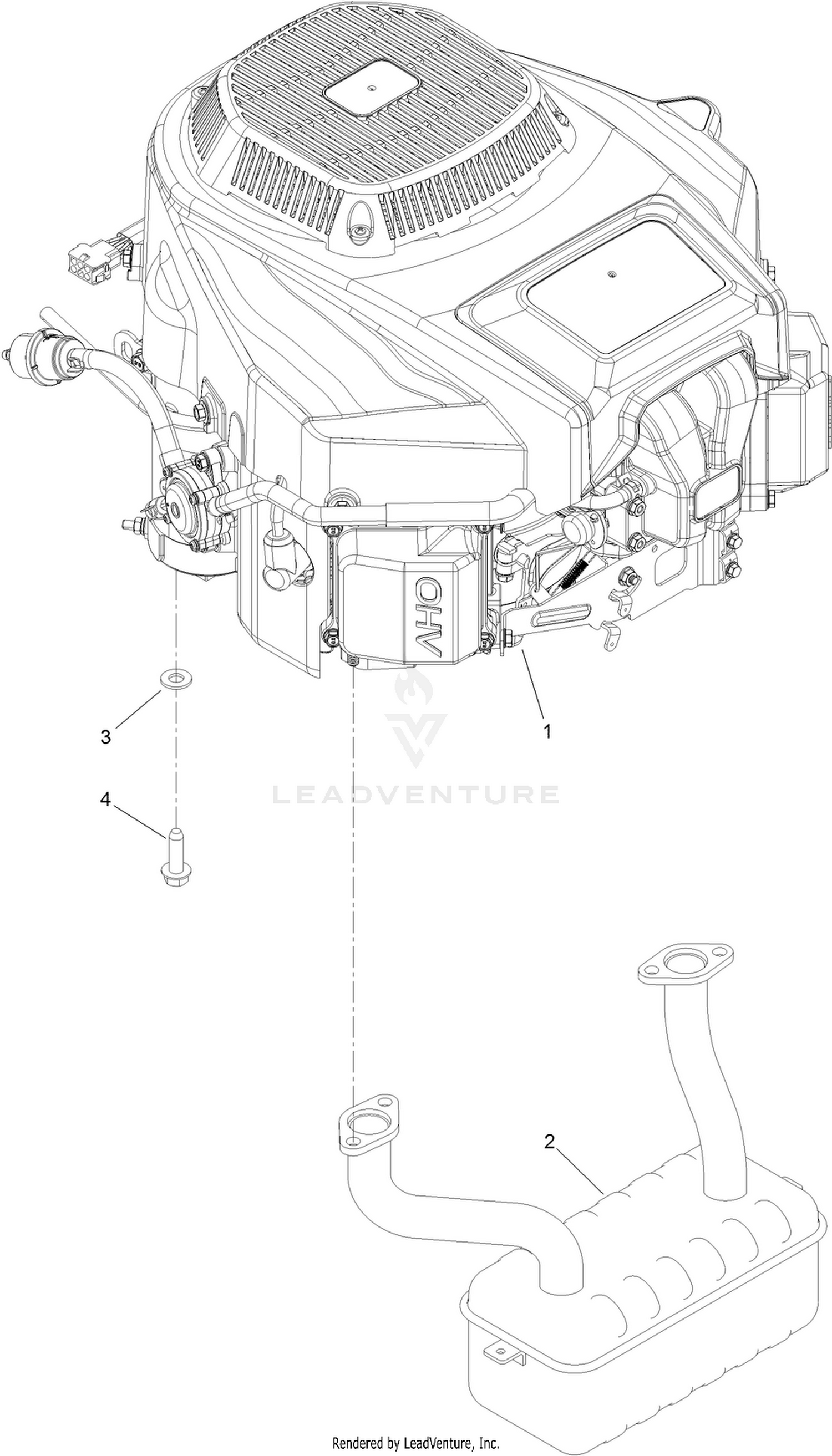 Engine and Muffler Assembly