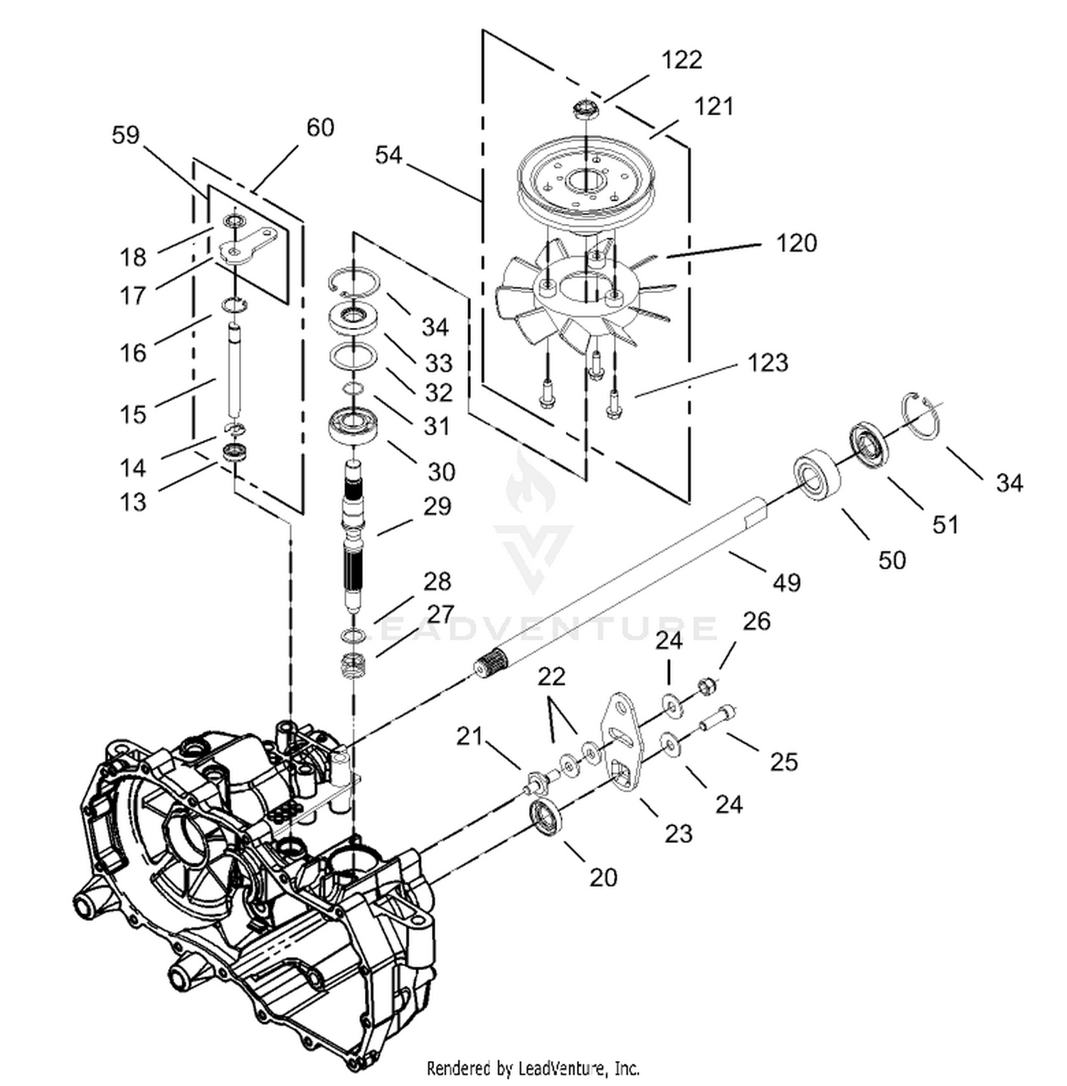 Fan and Pulley Assembly RH Hydrostat No. 105-3491