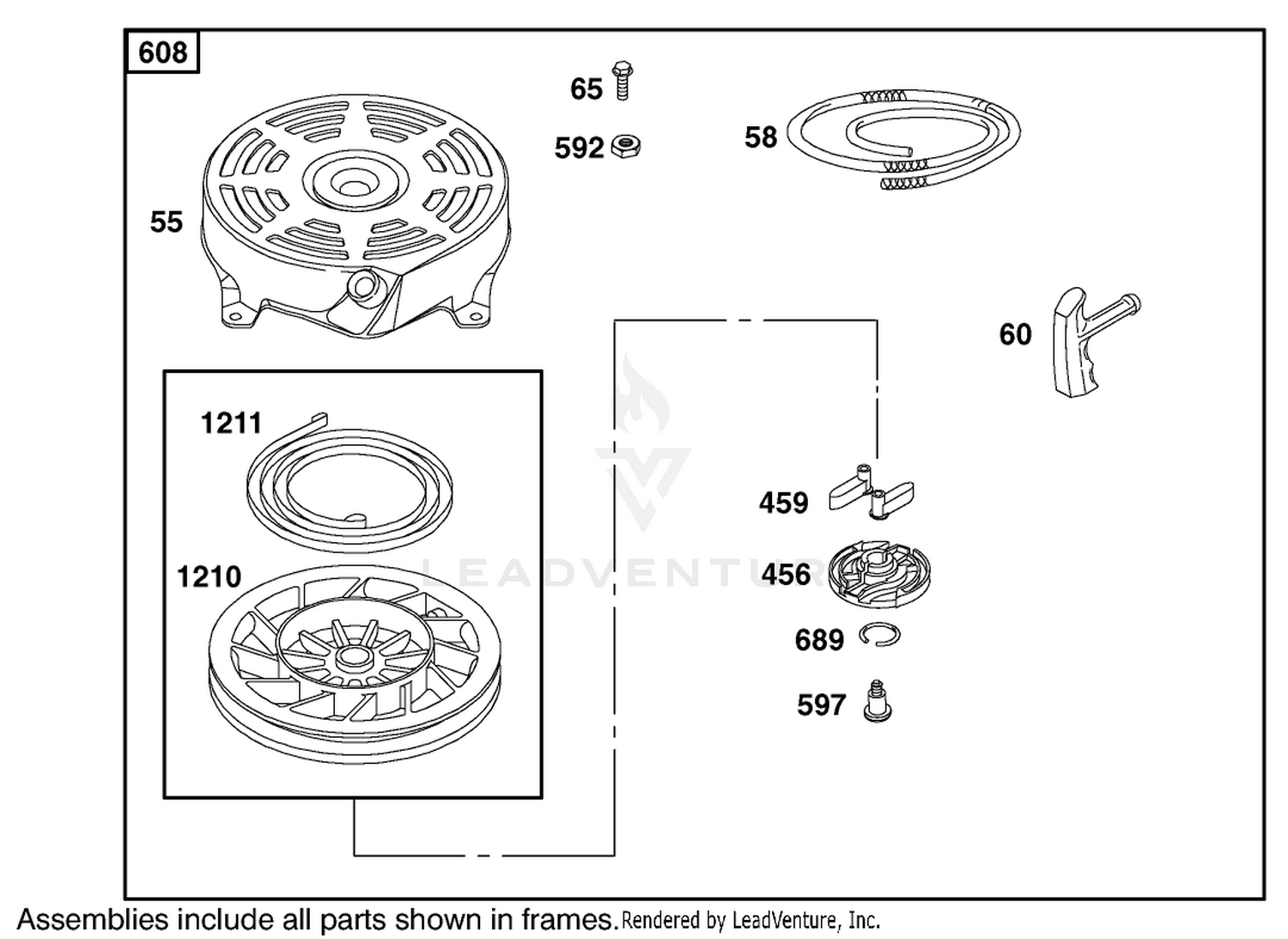 Starter Assembly  Briggs and Stratton 123602-0152-E1