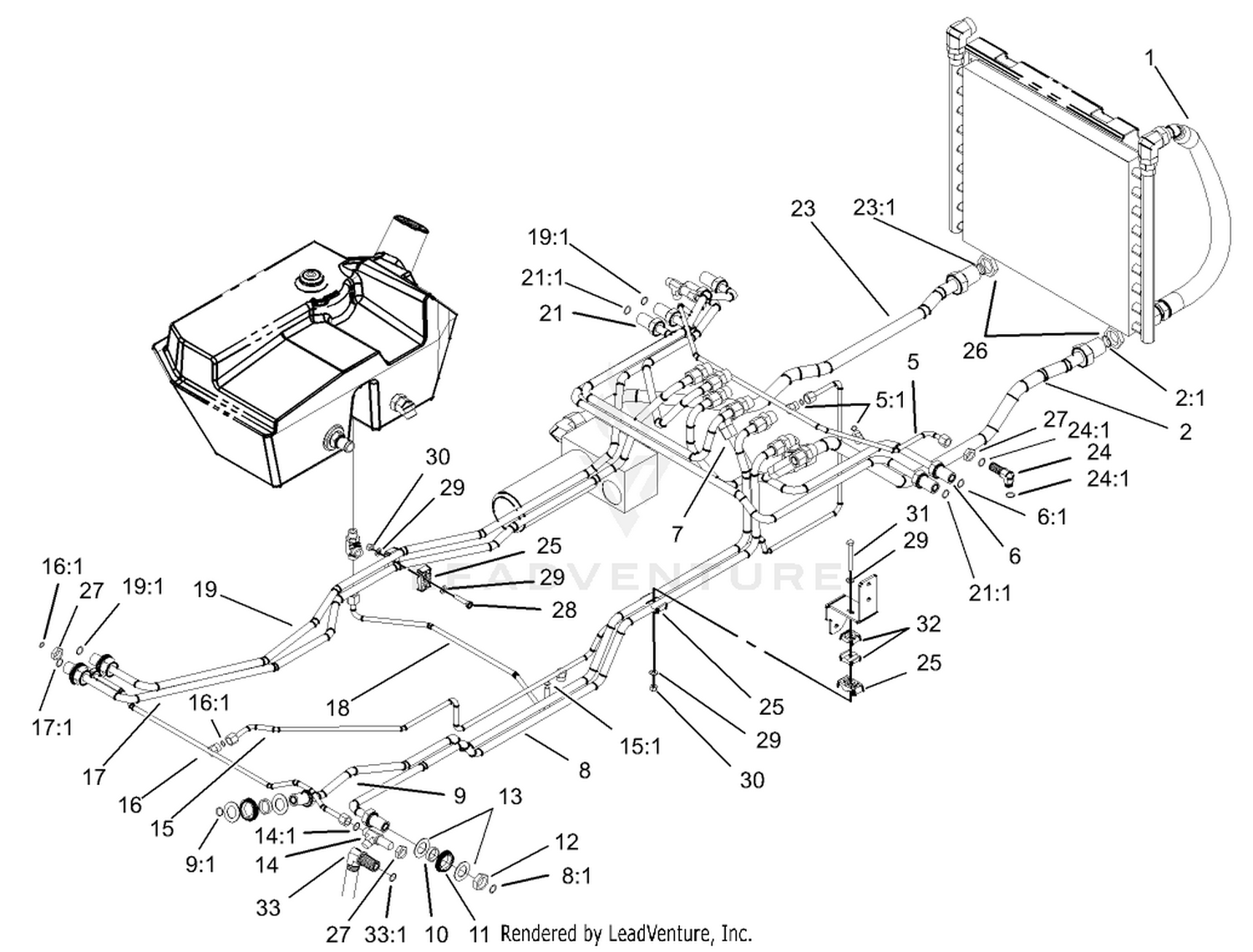 Mow Block Hydraulic Line Assembly