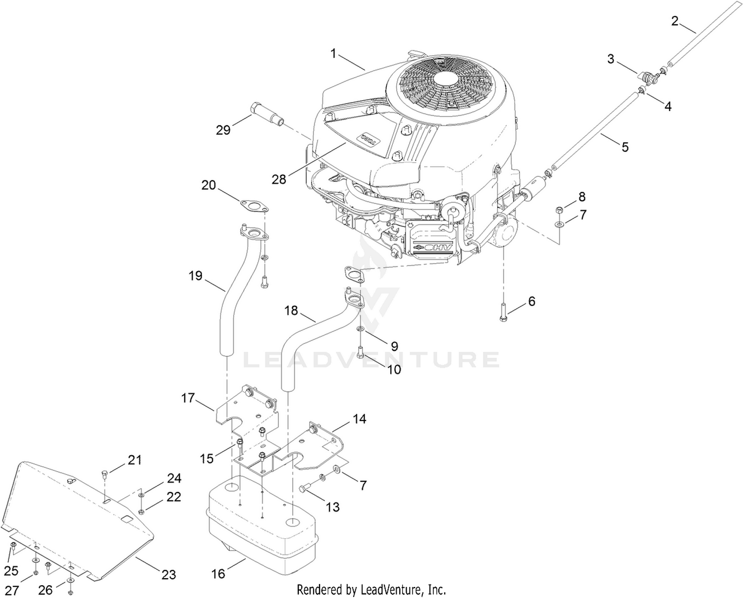 Engine and Muffler Assembly