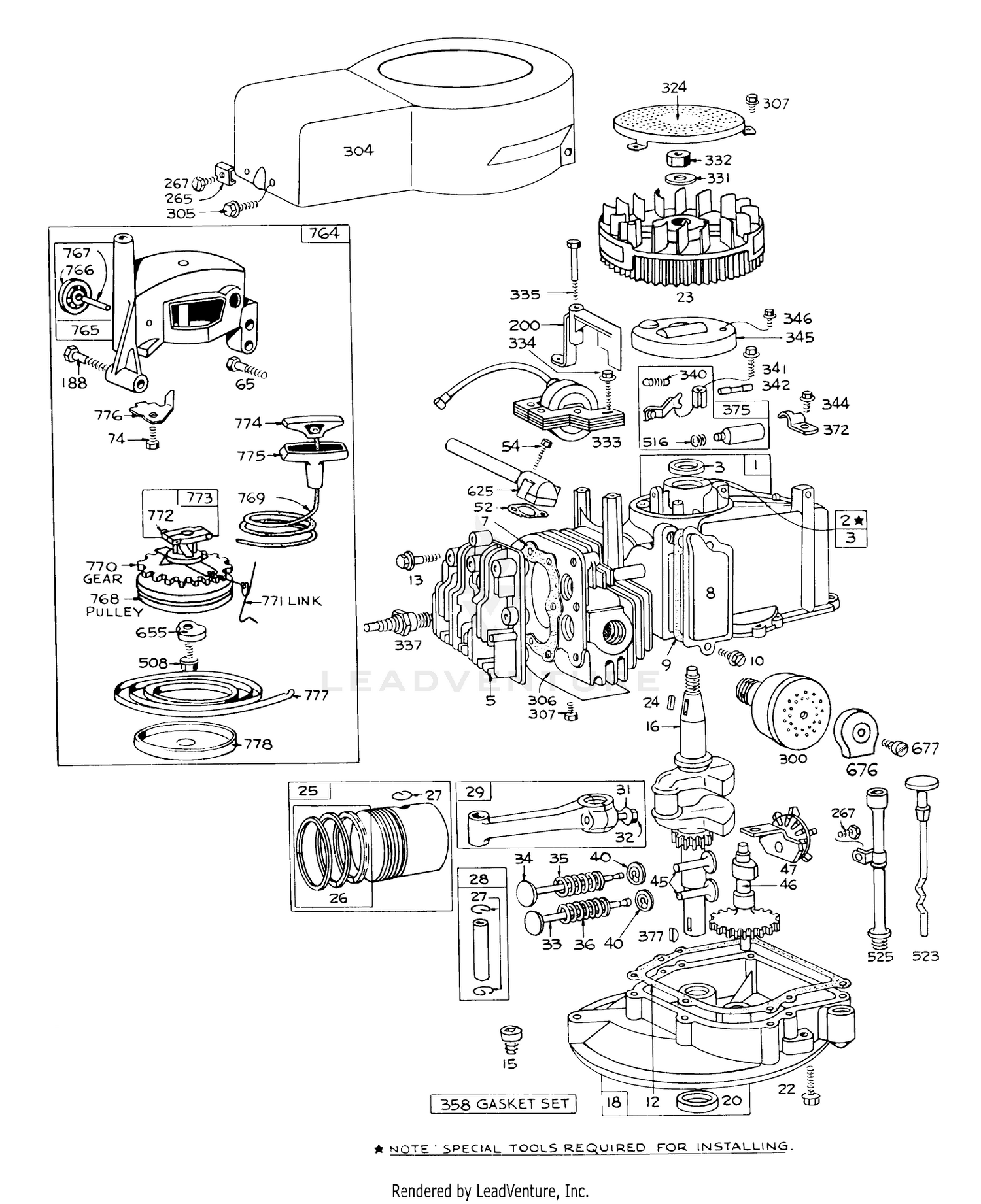 Engine Briggs  Stratton - Model 92908-1224-01 For 21" Self-Propelled Model 16273