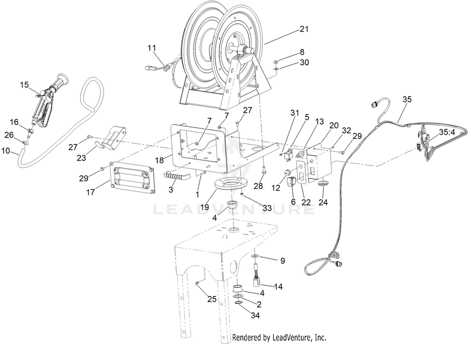 Hose Reel and Spray Wand Assembly