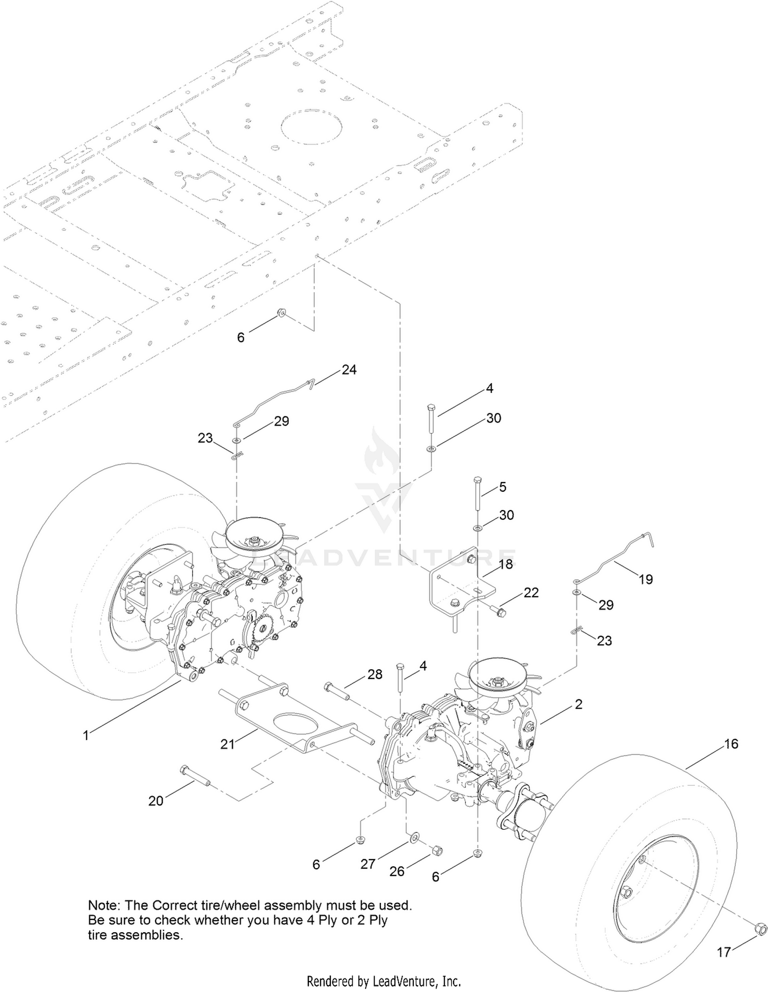 Hydro Transaxle Drive and Rear Wheel Assembly