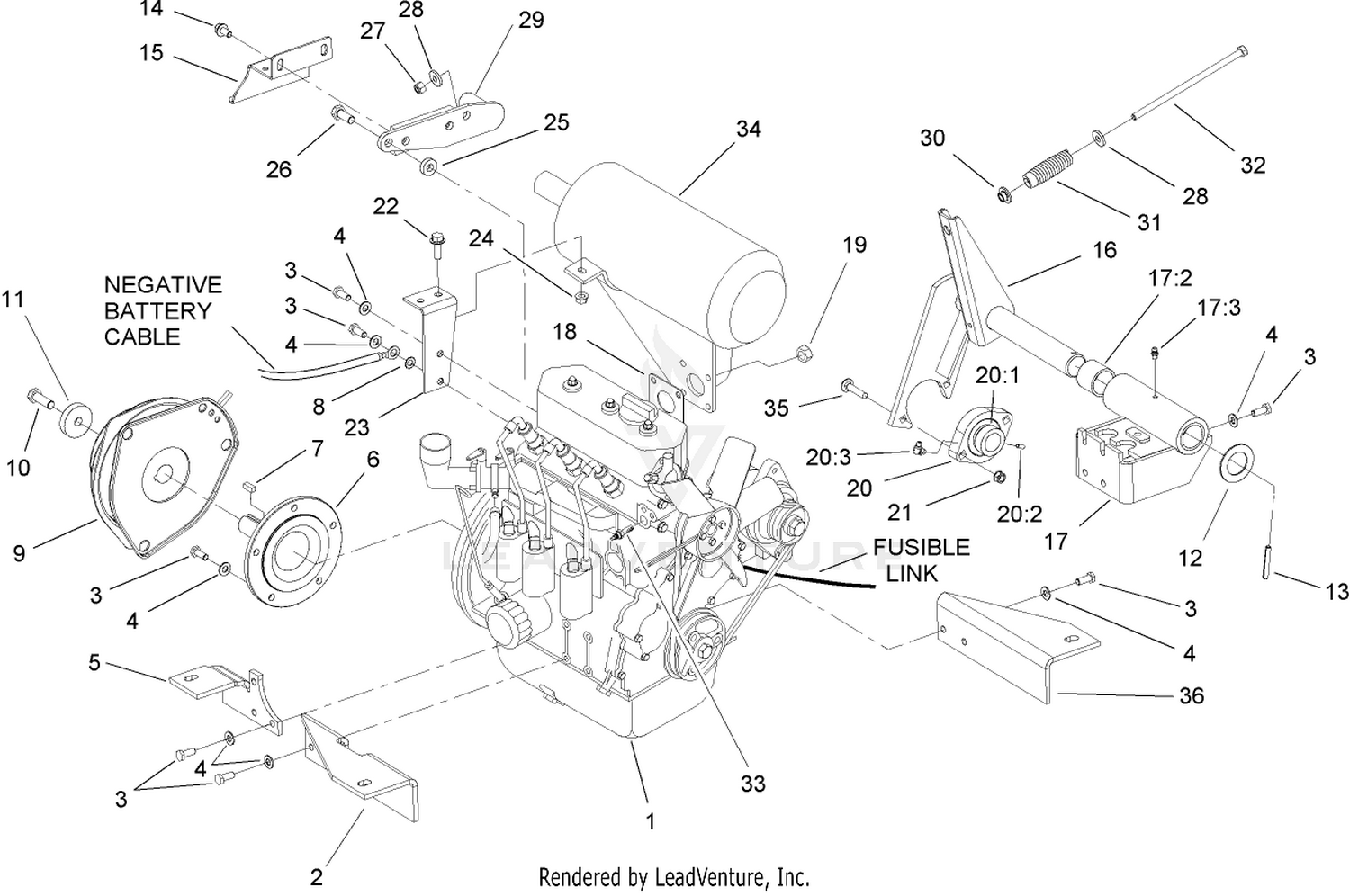 Engine, Muffler and Clutch Assembly
