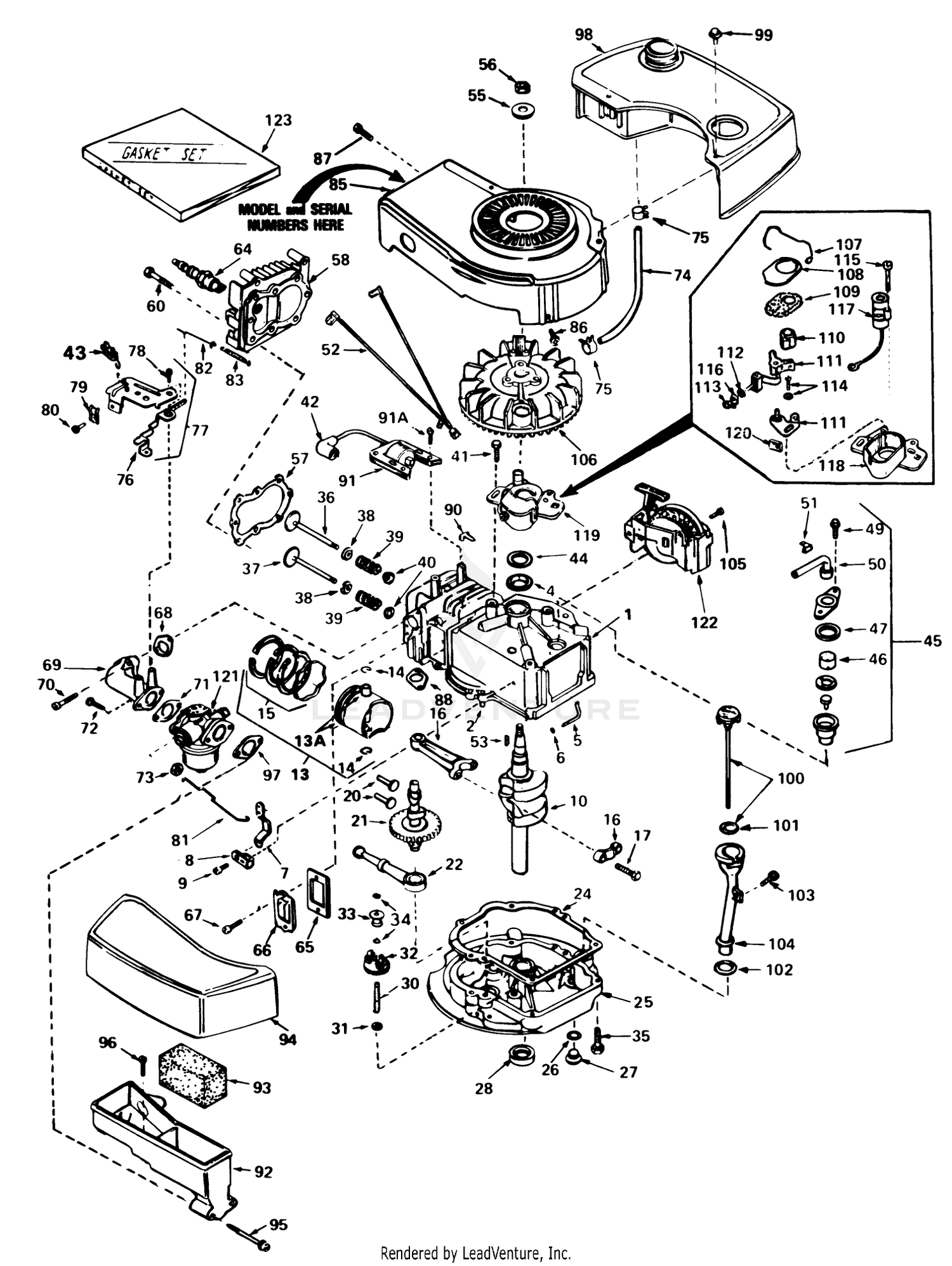 Engine Tecumseh Model No. Tnt 100-10082d