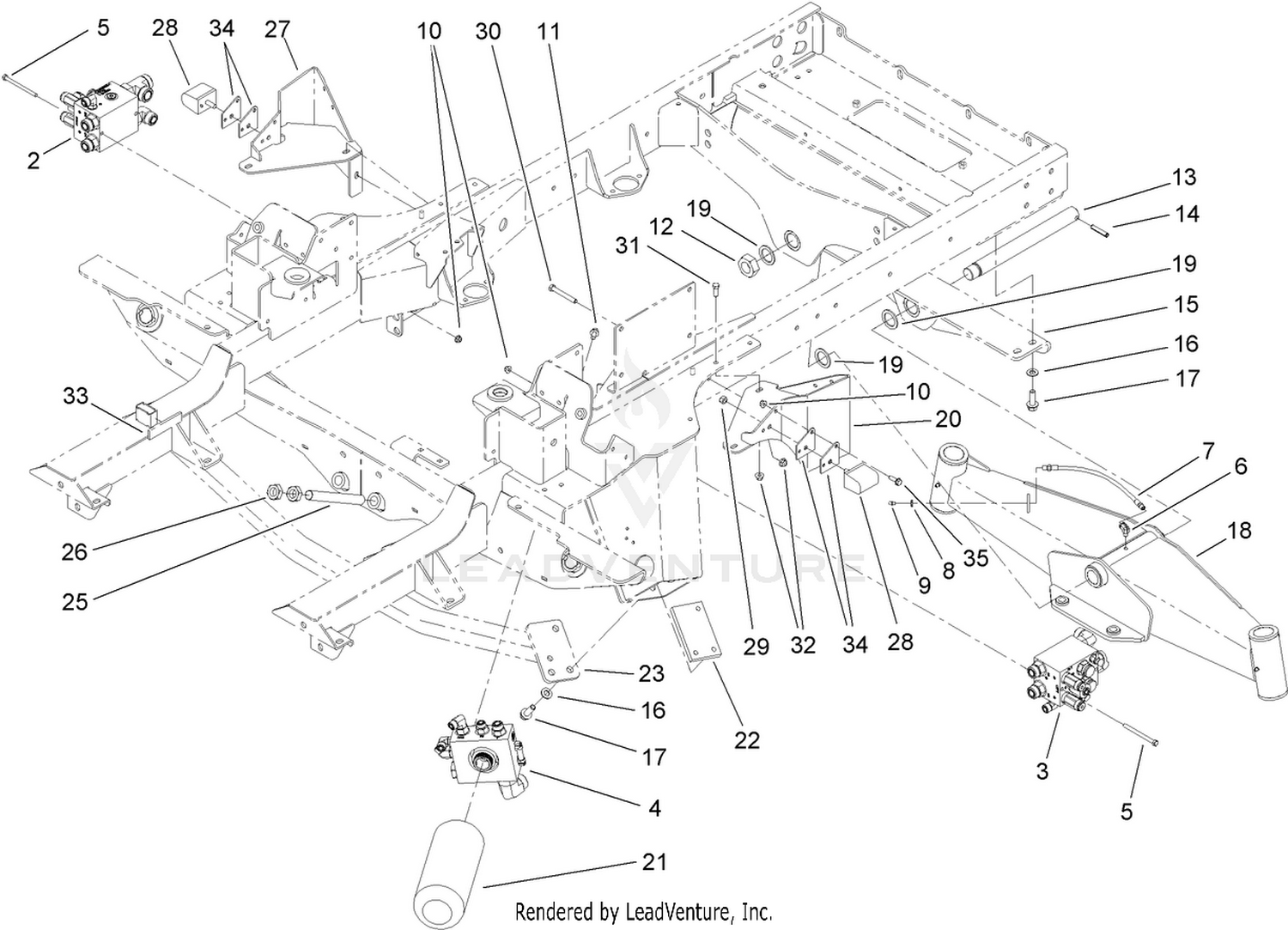 Frame, Rear Axle Mount and Bumper Assembly