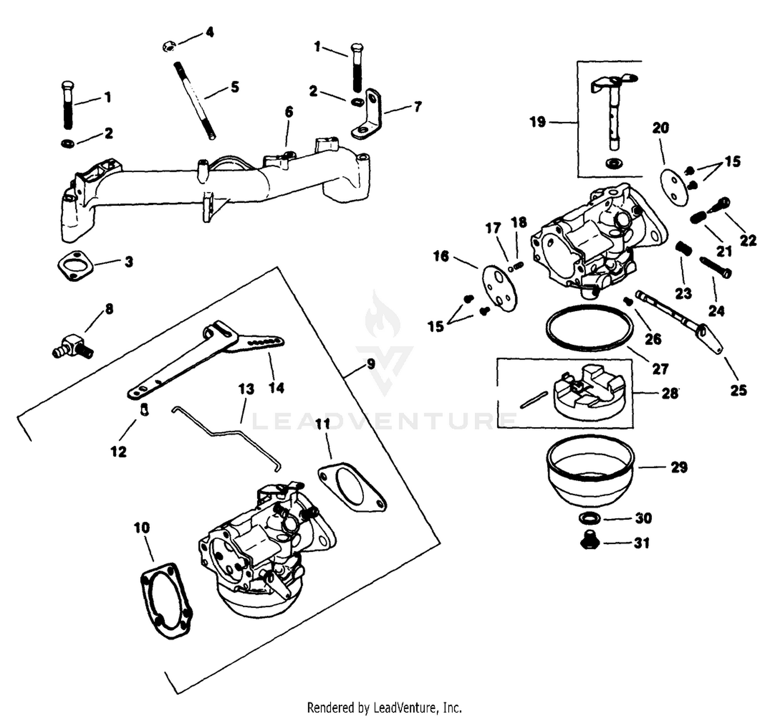 Carburetor-Group 5 Engine Kohler Model No. Kt17qs Type No. 24324 (continued)