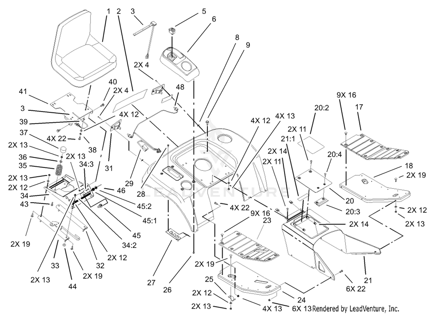 Fender, Footrest and Seat Assembly