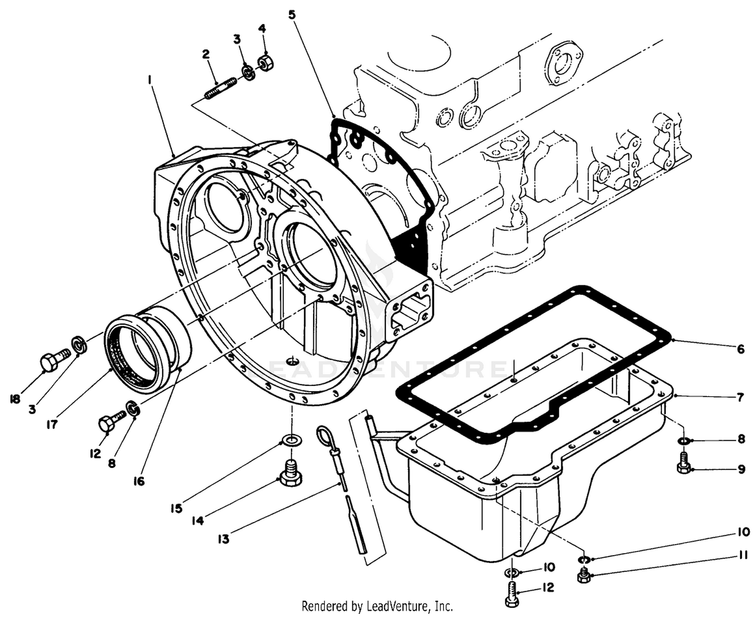 Flywheel Housing  Oil Pan Assembly